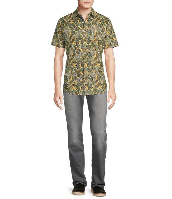 Cremieux Premium Denim Paisley Print Stretch Short Sleeve Woven Shirt Product Image