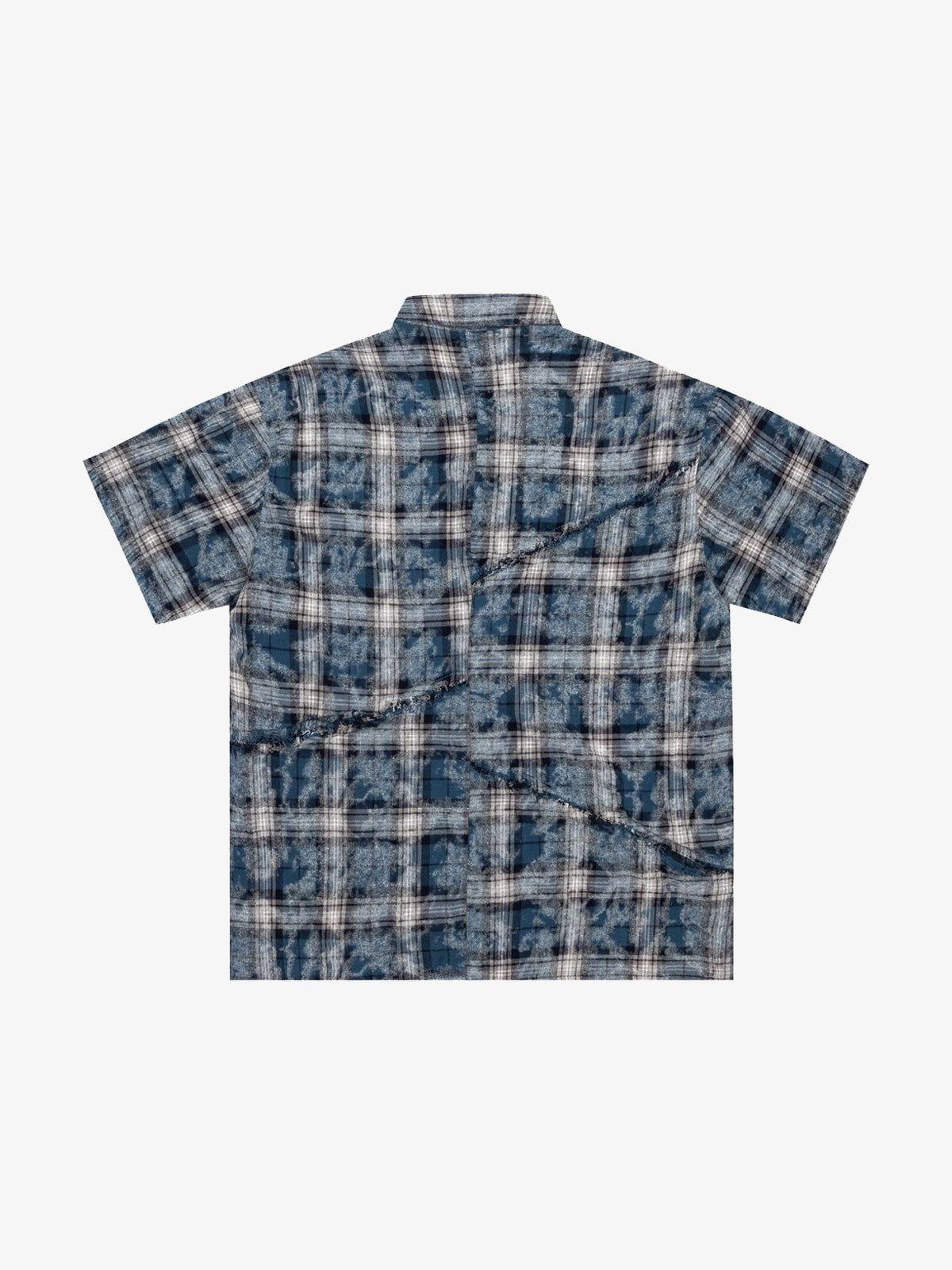 Aelfric Eden Tie dye Plaid Patchwork Short Sleeve Shirt Product Image