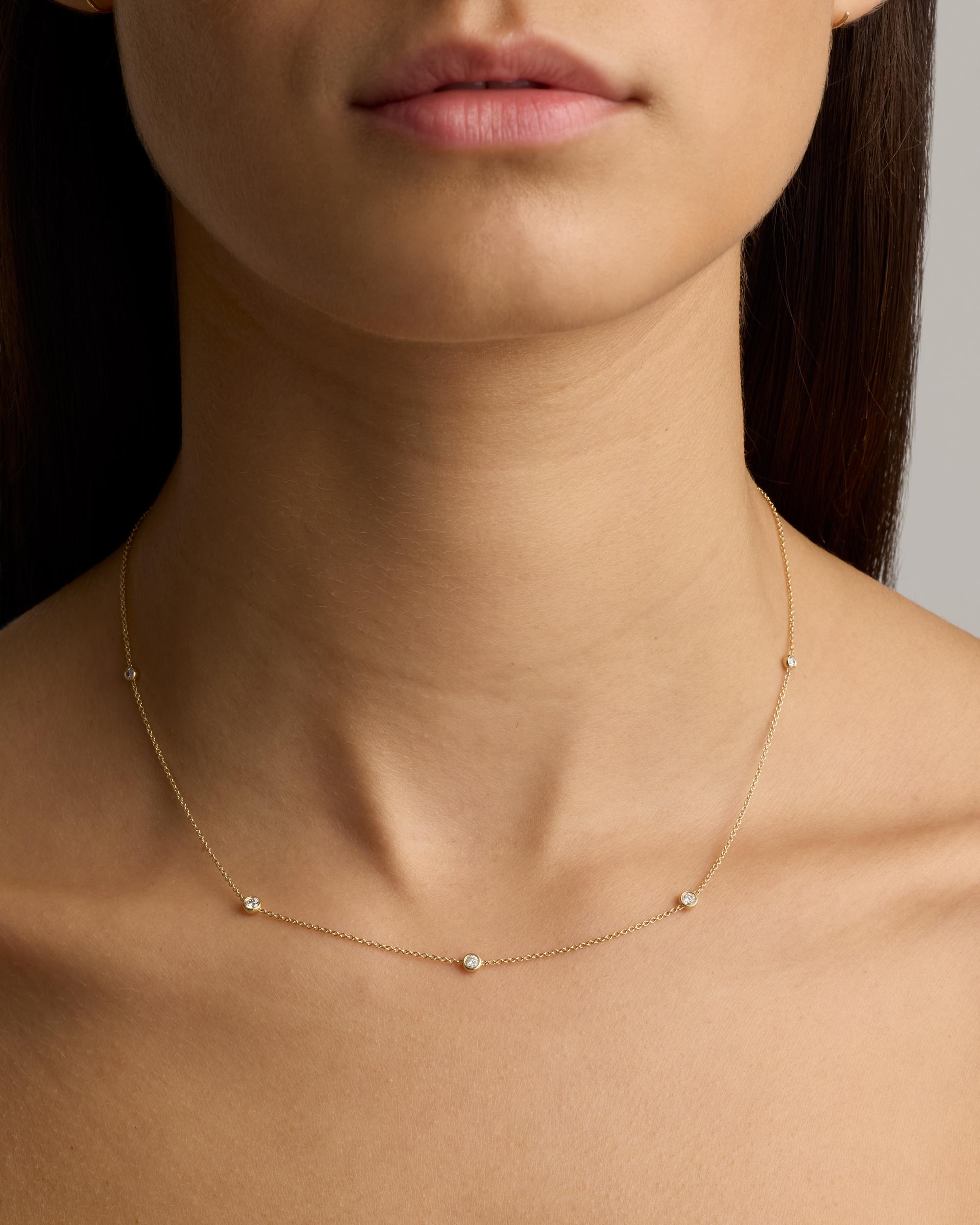 Quince | Women's 14K Gold Diamond Bezel Station Necklace Product Image