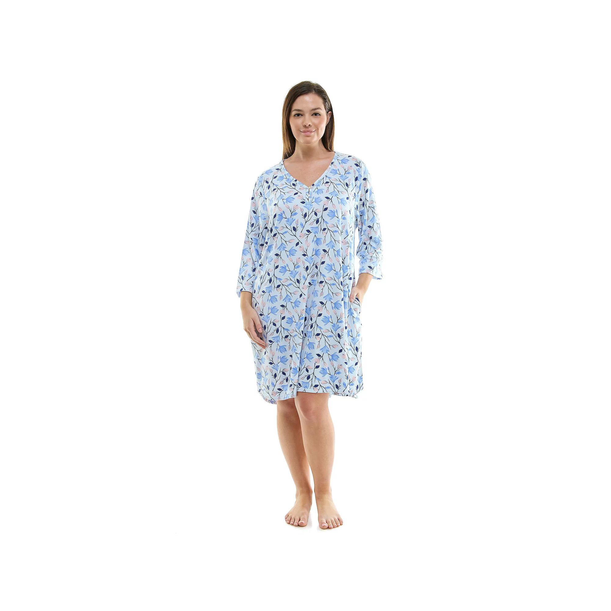 Plus Size Croft & Barrow 3/4 Sleeve Cozy Luxe Sleepshirt, Women's, Size: 2XL, Darla Floral Product Image