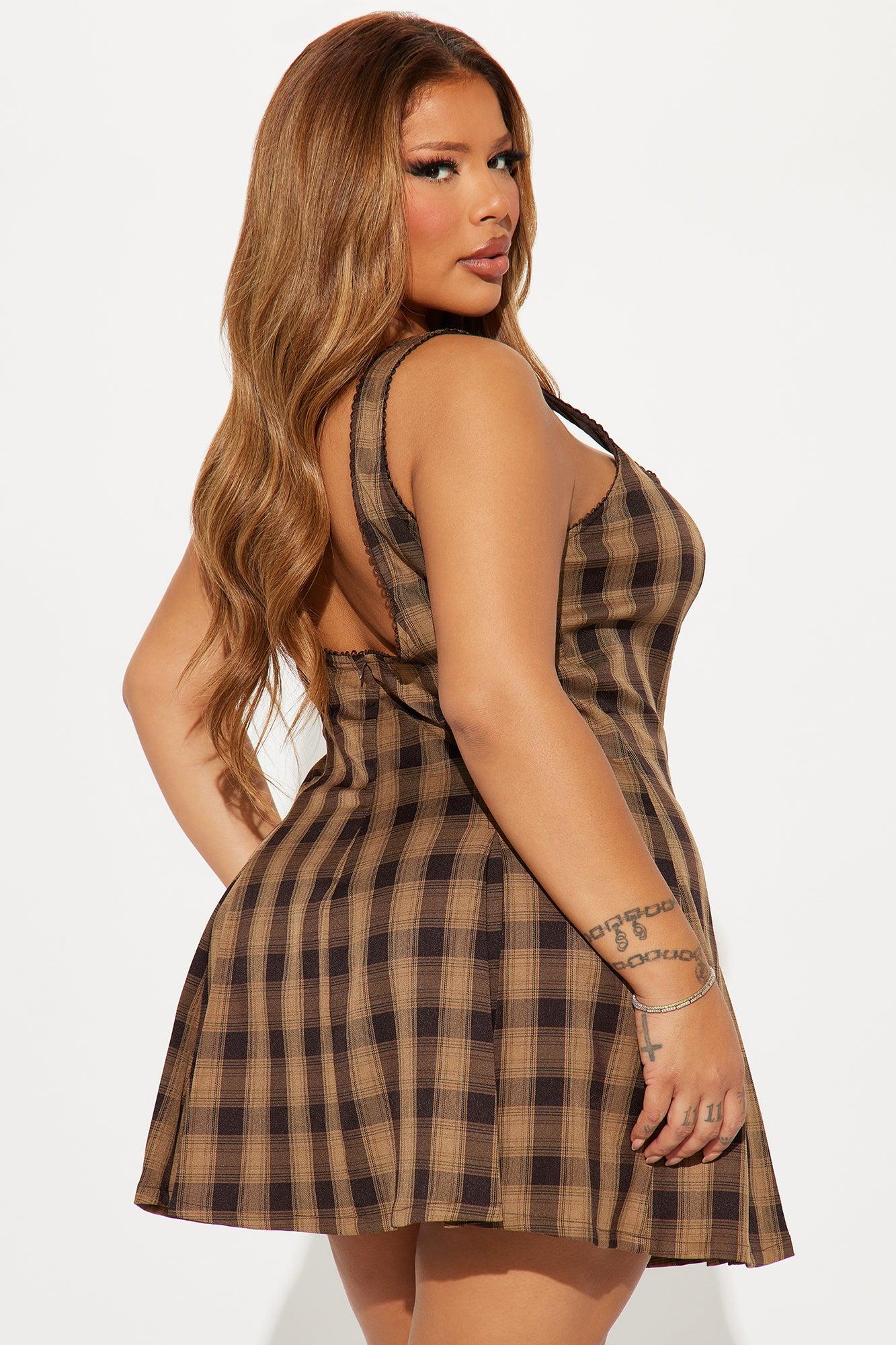Poppy Plaid Mini Dress - Brown Combo Female Product Image