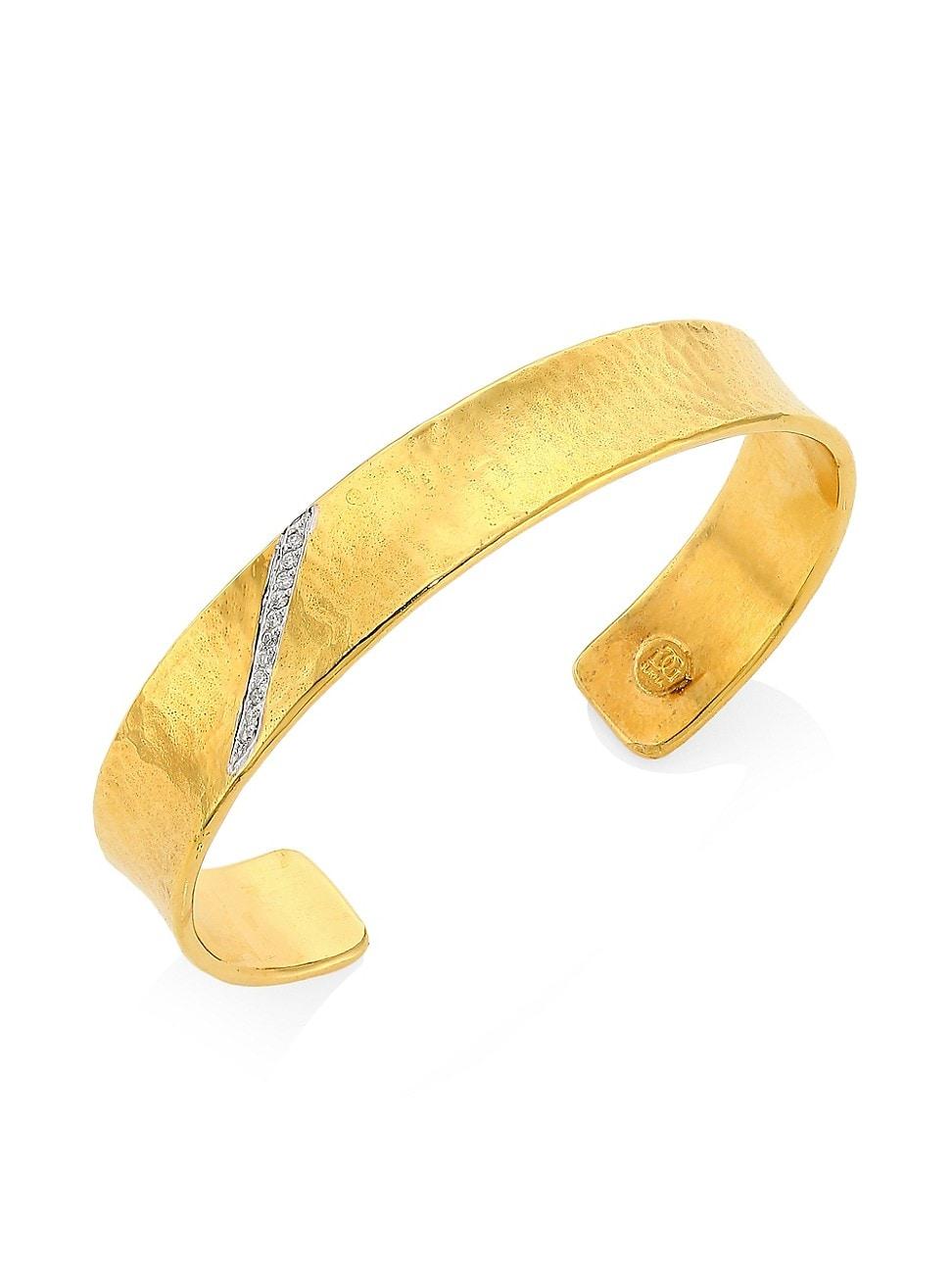Womens Hourglass 22K Yellow Gold, 18K White Gold & Diamond Cuff Product Image