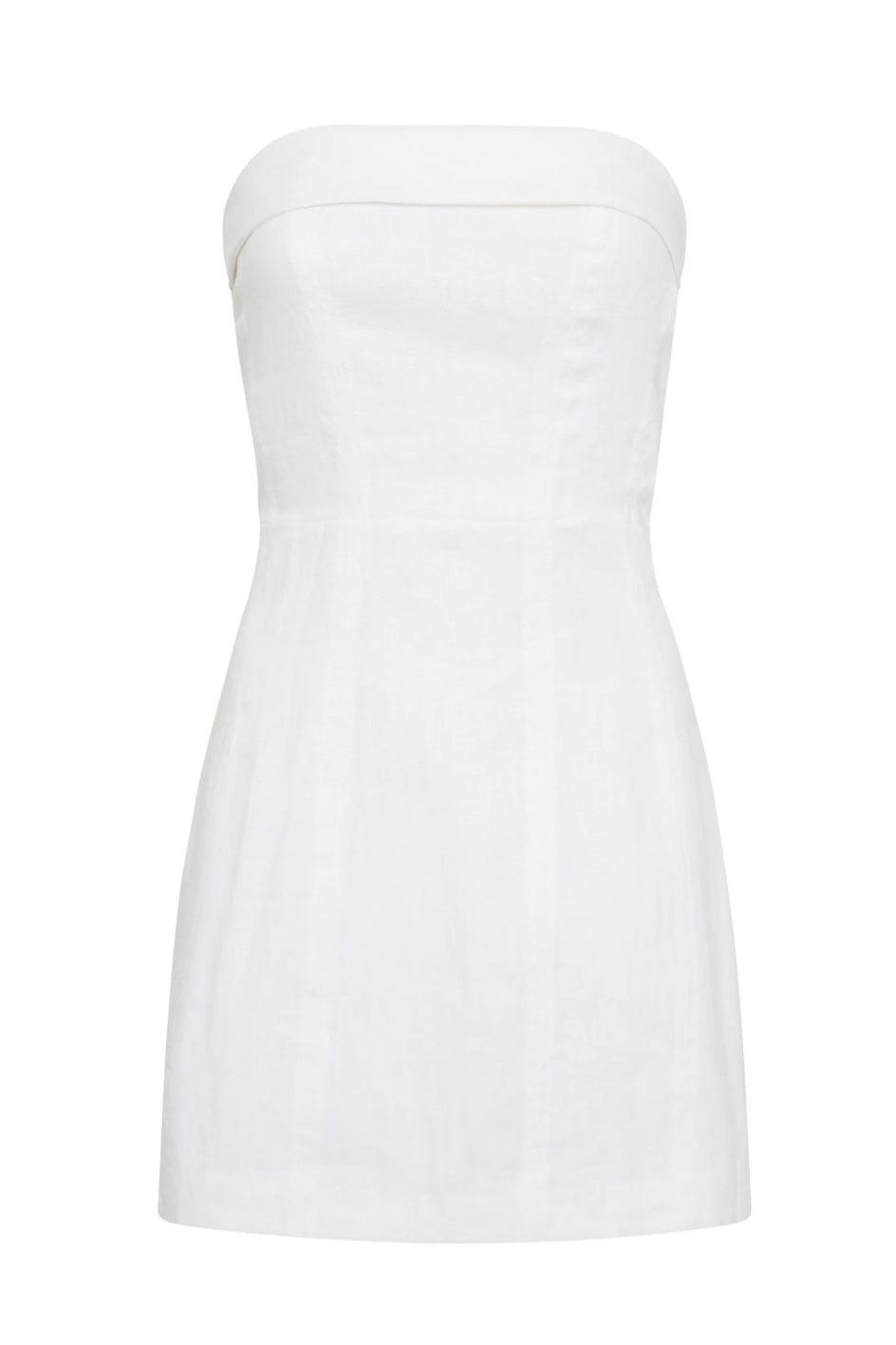 Nude Lucy | Lyra Linen Mini Dress | White Product Image