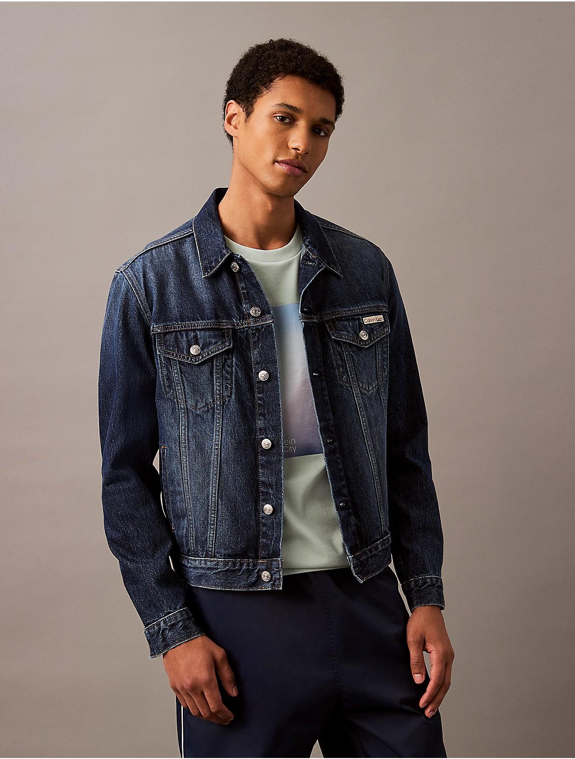 Calvin Klein Mens Classic Denim COOLMAX Trucker Jacket - Blue Product Image