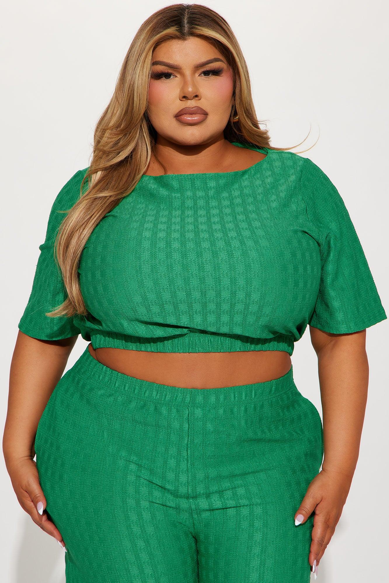 Day Plans Textured Pant Set - Kelly Green Product Image