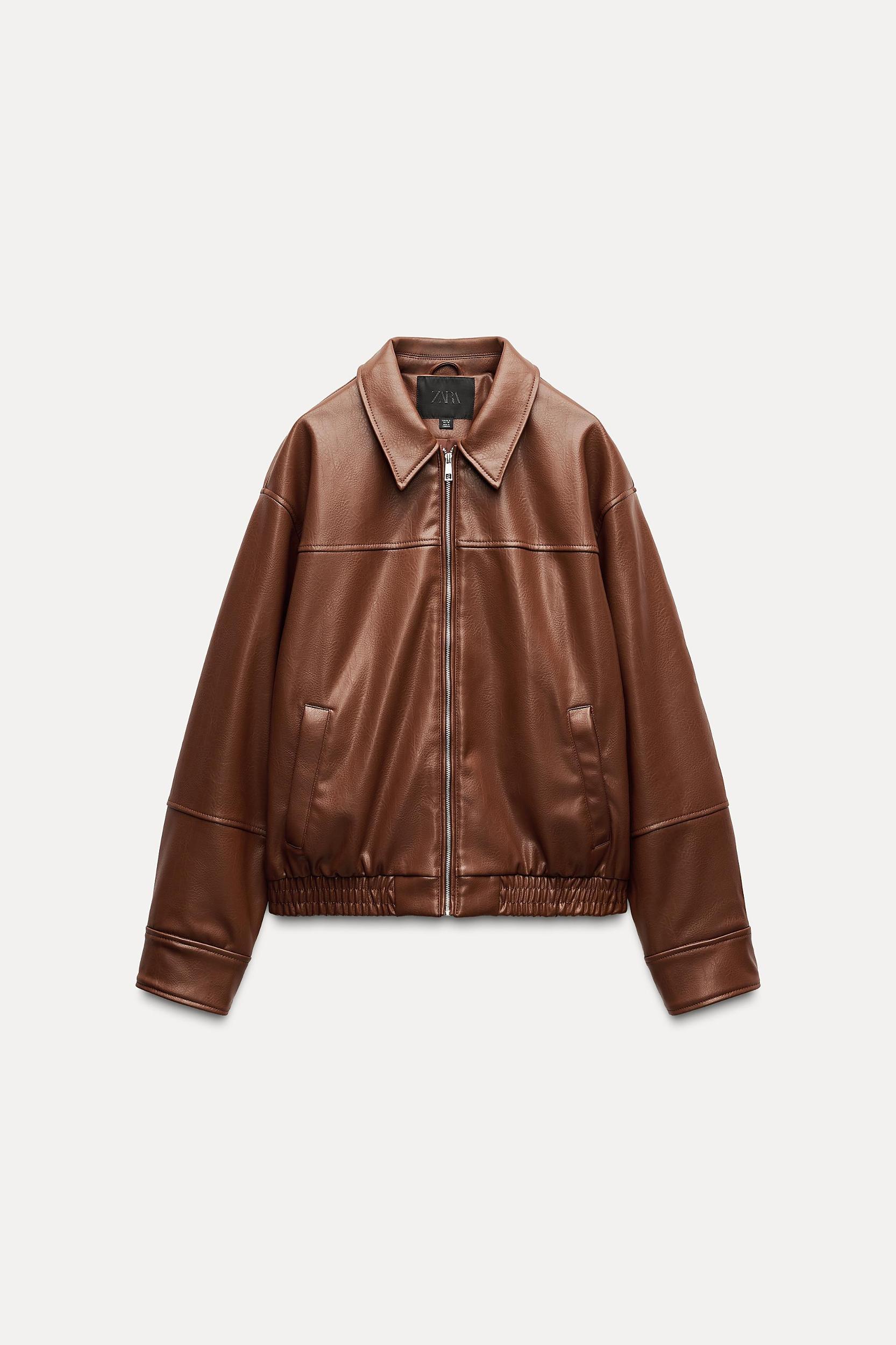FAUX LEATHER BOMBER JACKET Product Image
