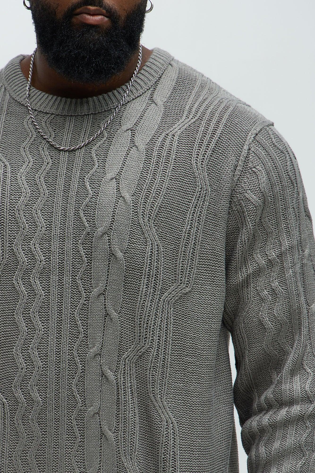 Drew Cable Knit Sweater - Heather Grey Product Image