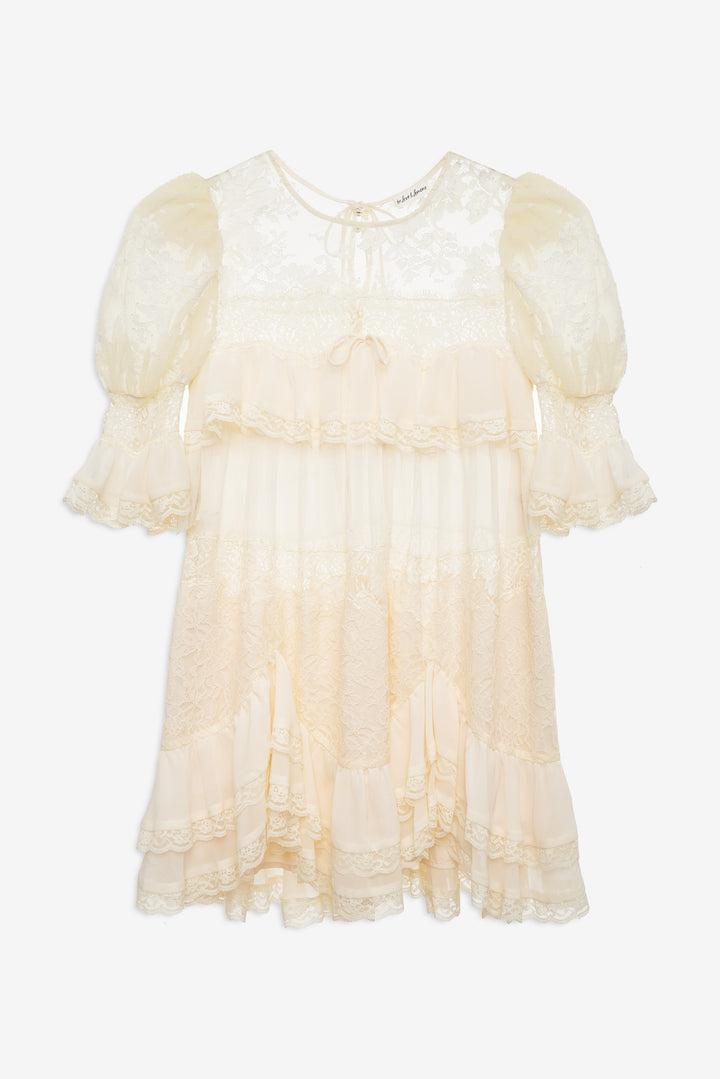 Elara Ruffle Mini Dress — Vintage Cream Product Image