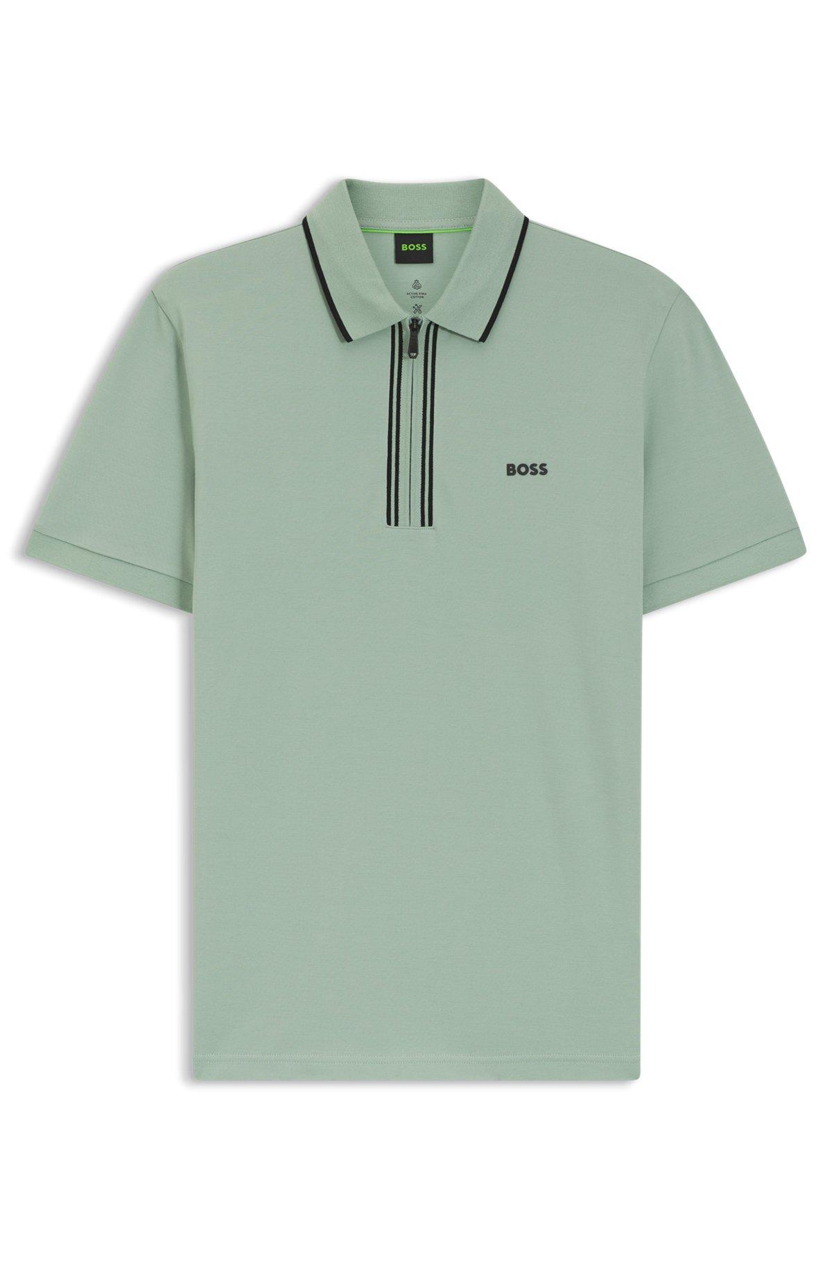 Active Slim-fit polo shirt in moisture-wicking stretch cotton Product Image