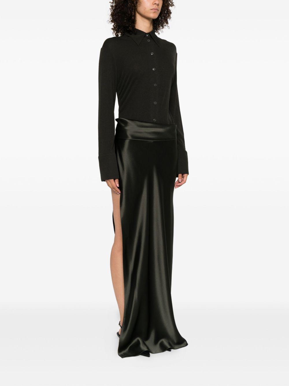 satin-paneled asymetrical maxi dress Product Image