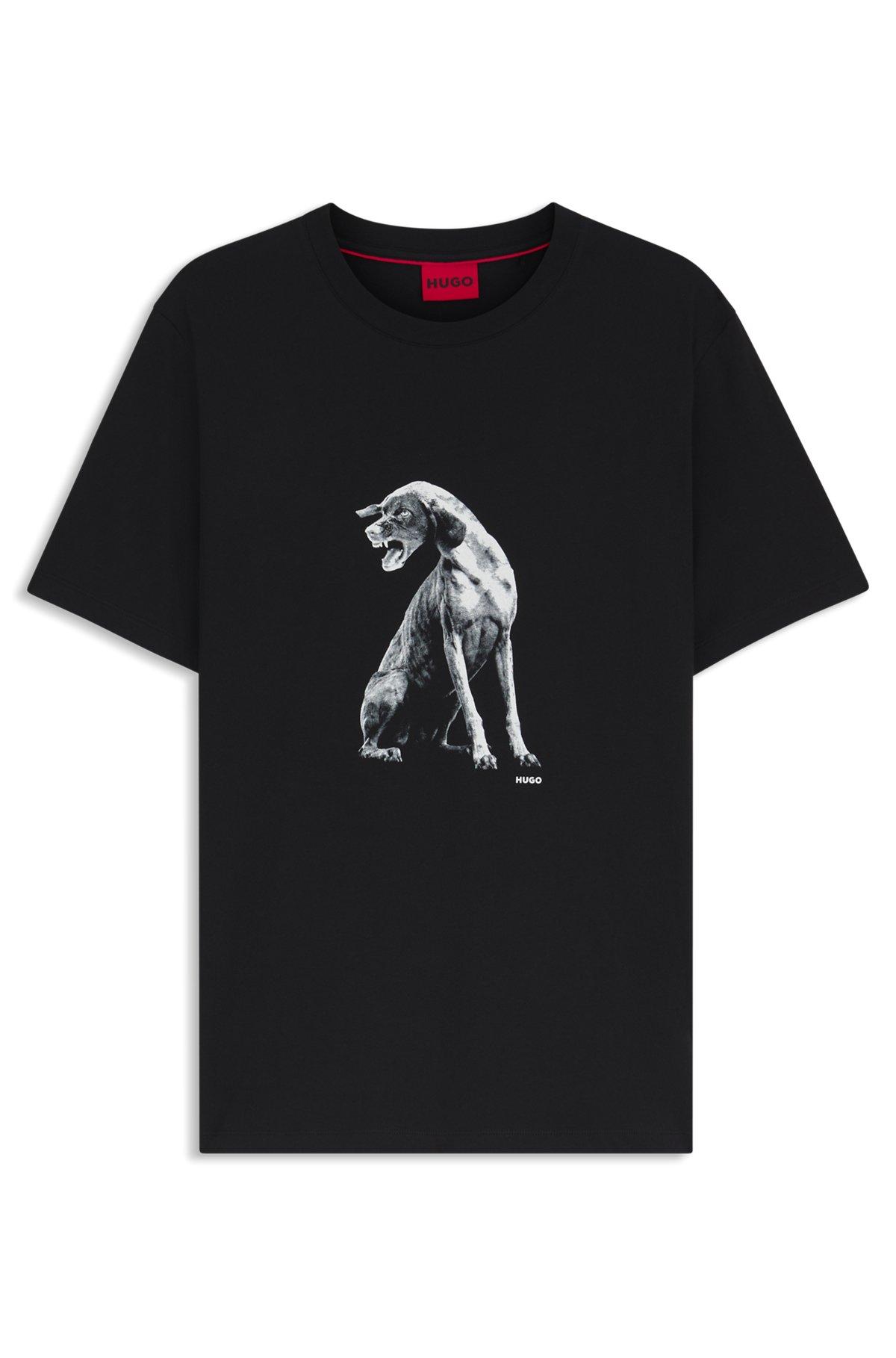 Cotton-jersey T-shirt with dog artwork Product Image