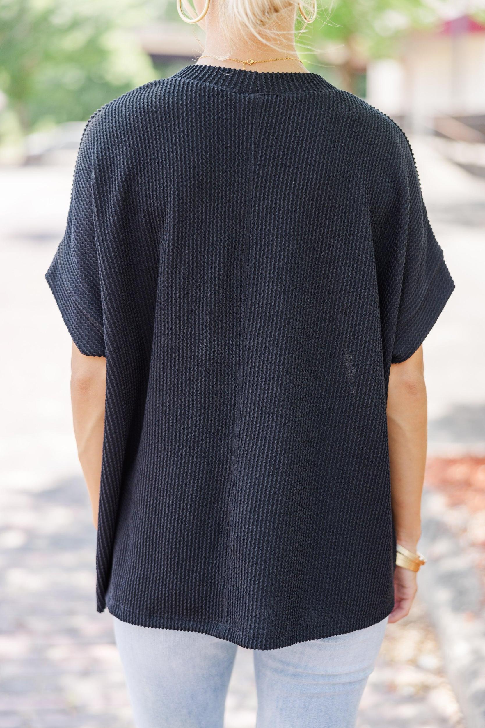 Catch On Black Ribbed Top Female Product Image