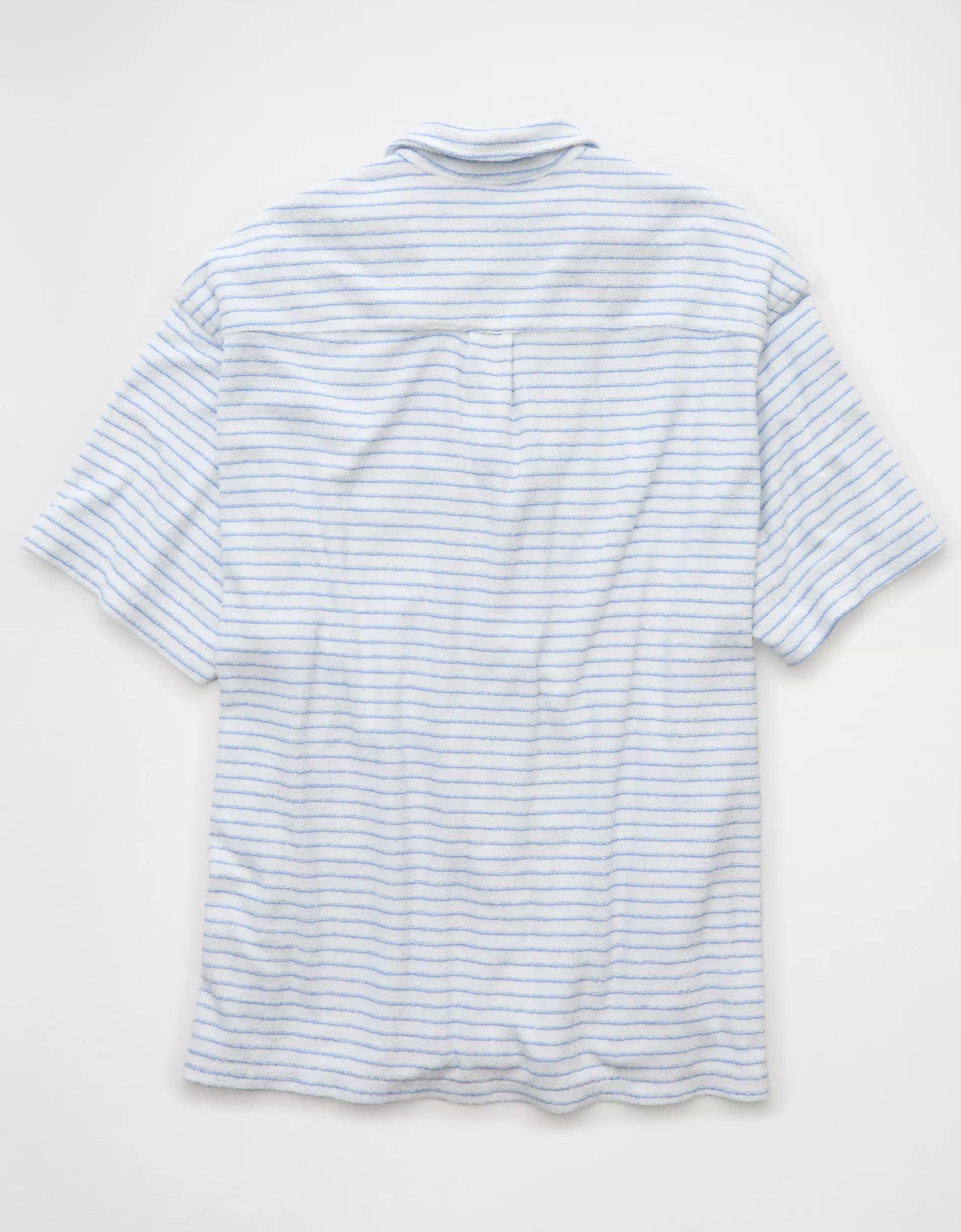 AE Terry Striped Button-Up Shirt Product Image