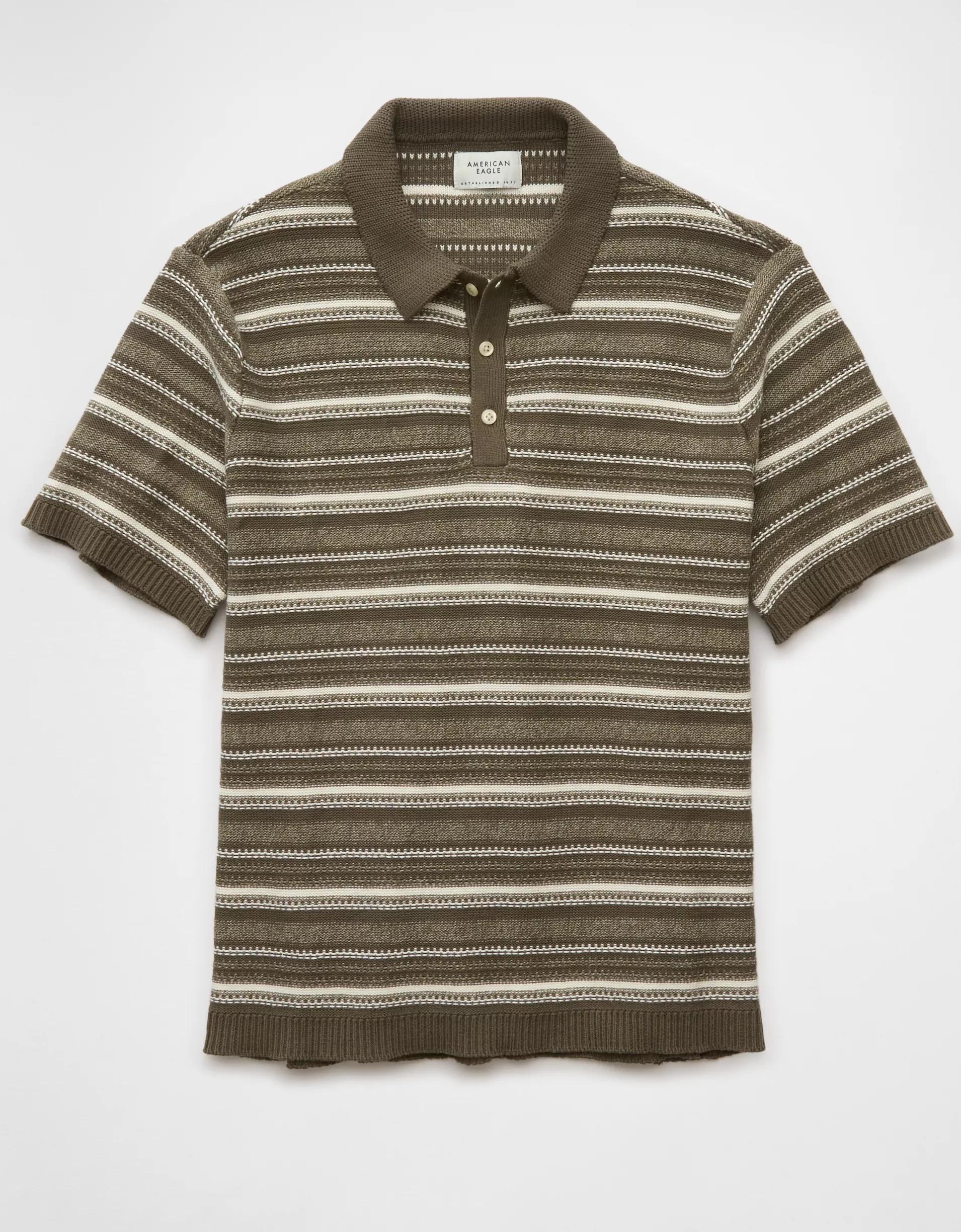 AE Weekend Striped Sweater Polo Shirt Product Image