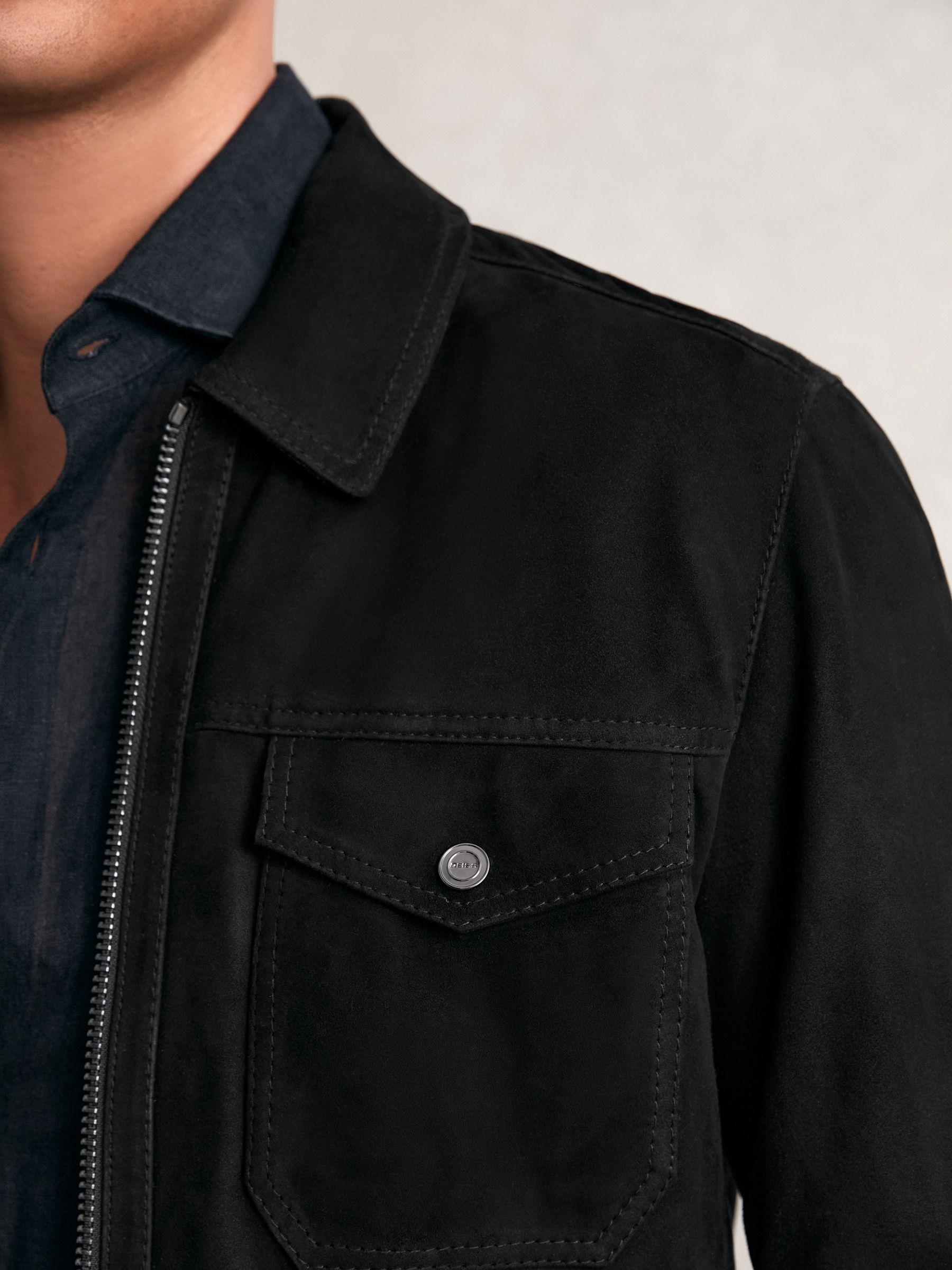 Suede Zip Through Jacket in Black Product Image