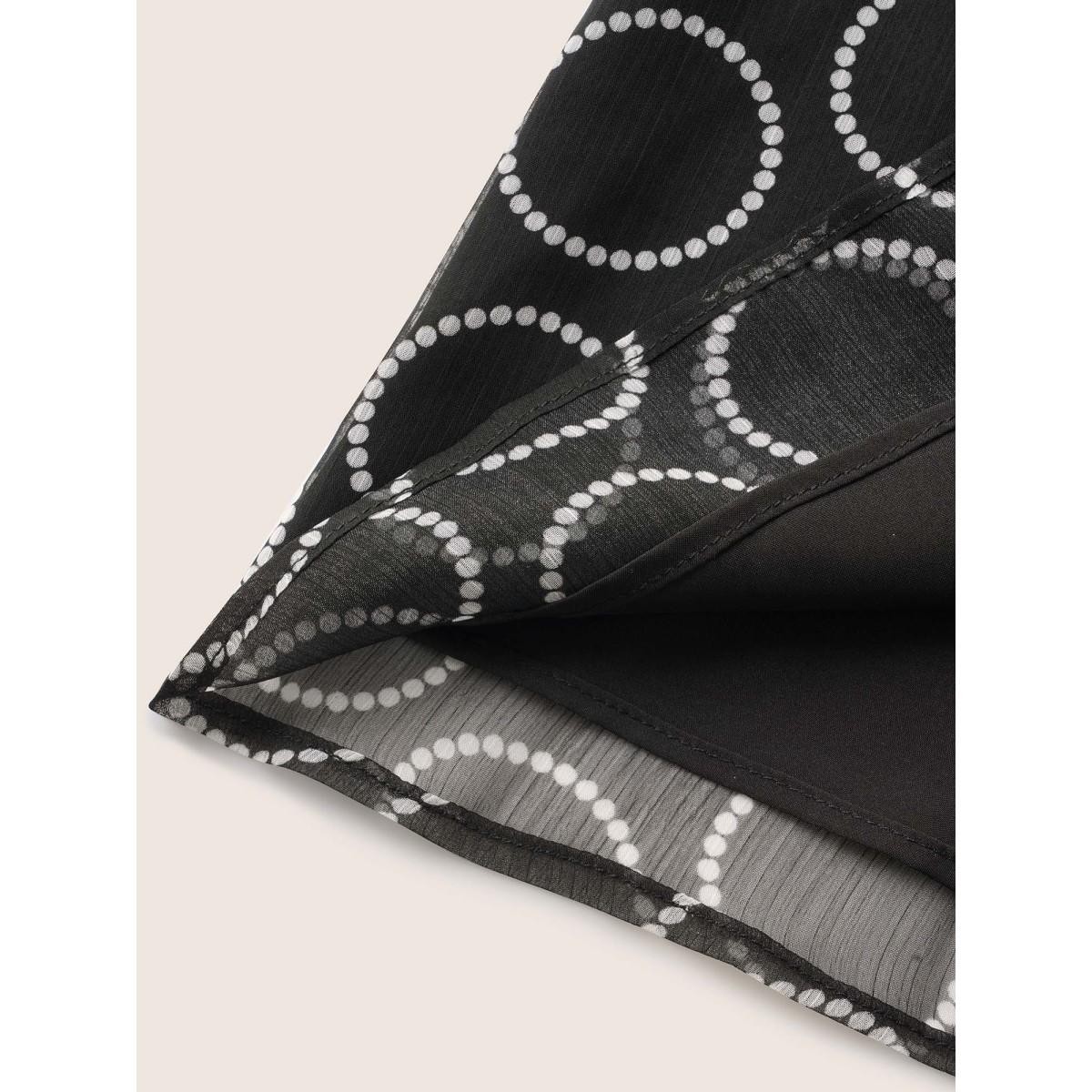 Plus Size Black Polka Dot Mock Neck Mesh Patchwork Blouse Women Workwear Essentials Cap Sleeve Round Neck Work Blouses BloomChic 10/M Product Image