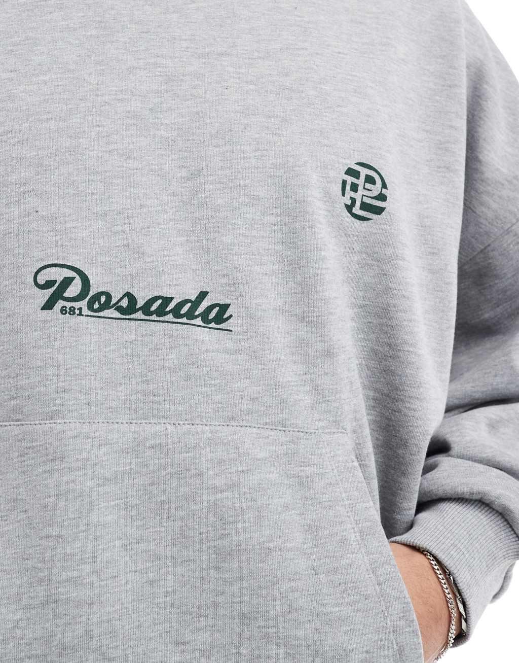 ASOS DESIGN extreme oversized hoodie with print in gray heather Product Image