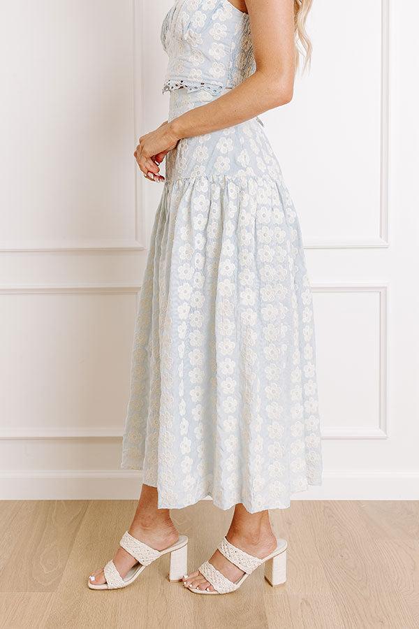 Picking Flowers High Waist Embroidered Midi Skirt Product Image