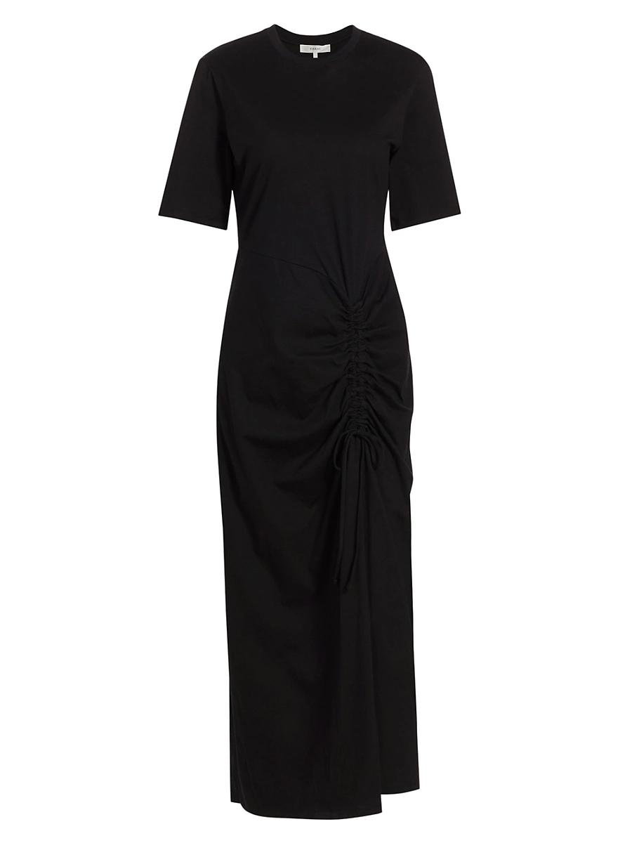Womens Ruched Cotton Midi-Dress Product Image