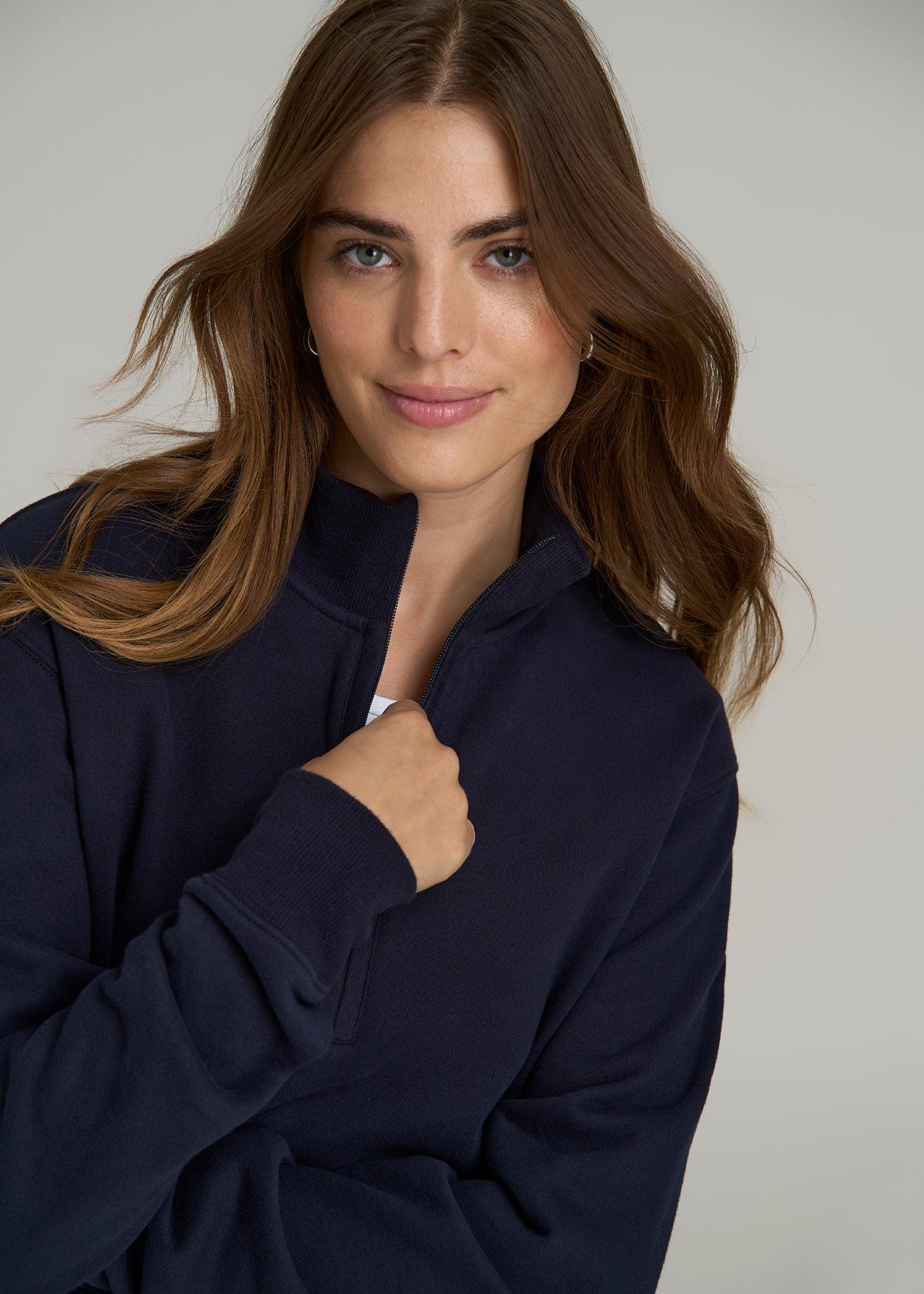 Wearever 2.0 Fleece Half-Zip Cropped Sweatshirt for Tall Women in Evening Blue Female Product Image
