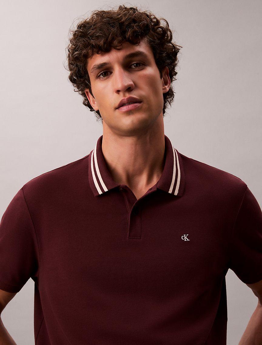 Monogram Logo Pique Tipped Classic Polo Shirt Product Image
