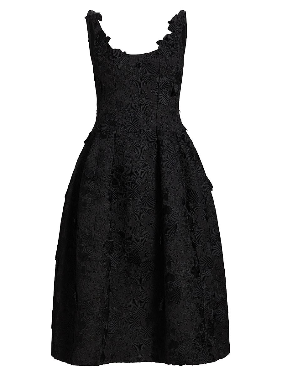 Womens Floral Appliqu Scoopneck Midi-Dress Product Image