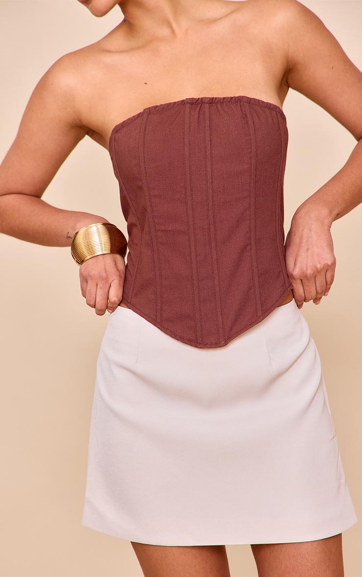 Sand Woven A Line Mini Skirt Product Image