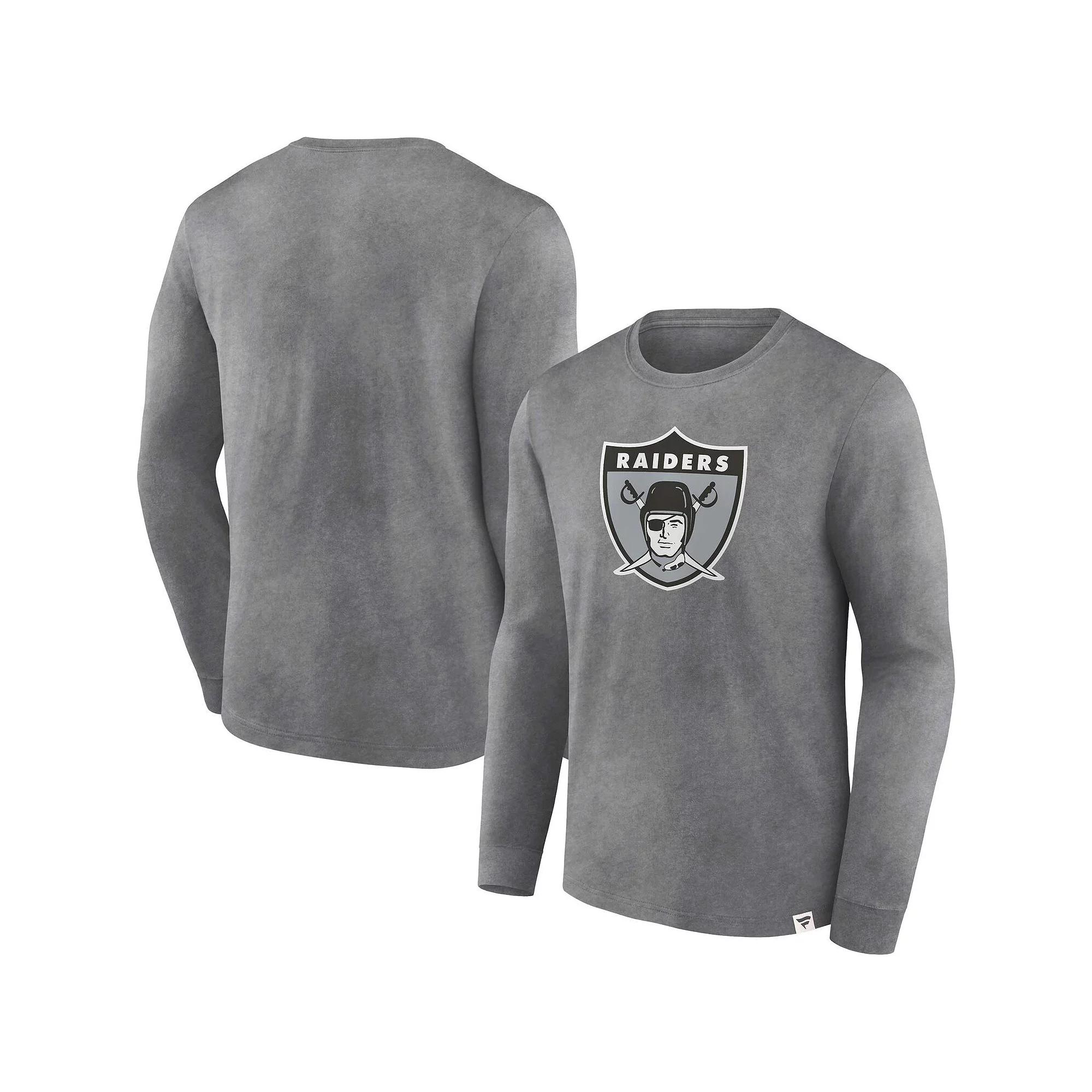 Men's Fanatics Branded  Heather Charcoal Las Vegas Raiders Washed Primary Long Sleeve T-Shirt, Size: Large, Lvr Charco Product Image
