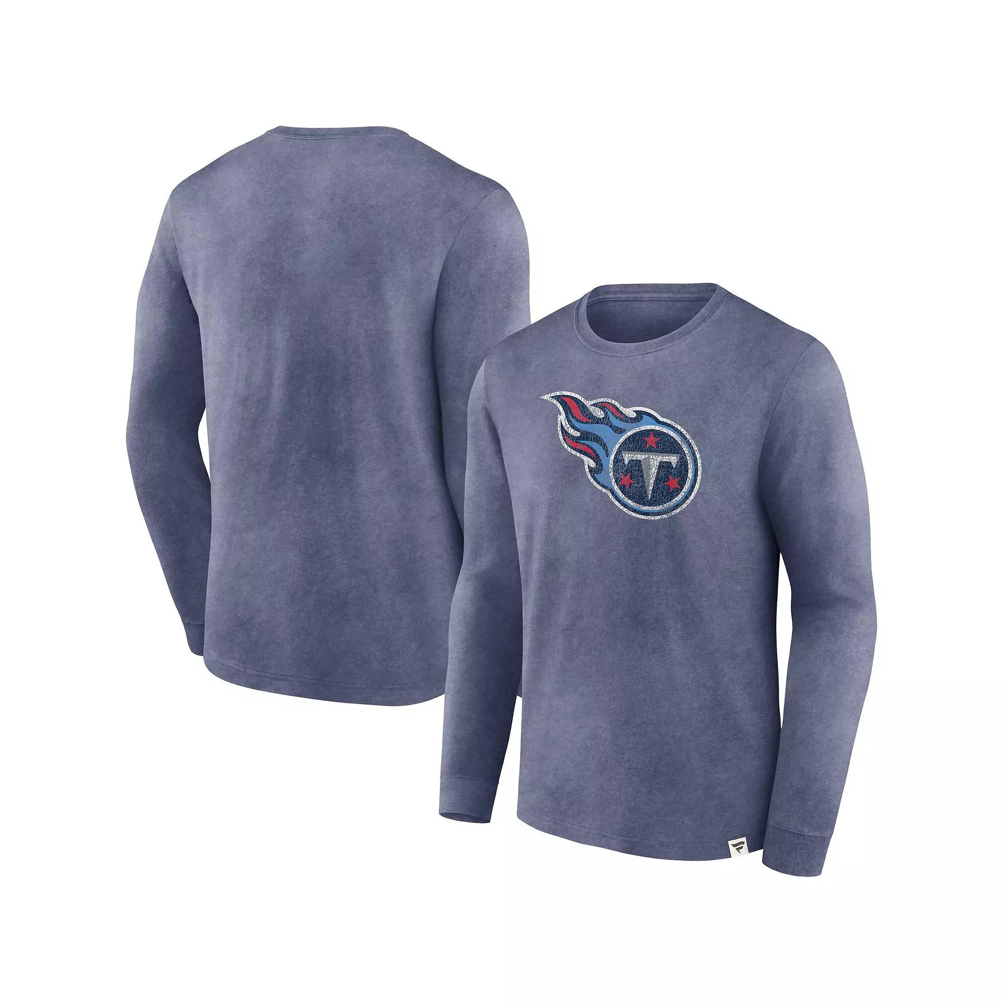 Men's Fanatics Branded  Heather Navy Tennessee Titans Washed Primary Long Sleeve T-Shirt, Size: Small, Blue Product Image