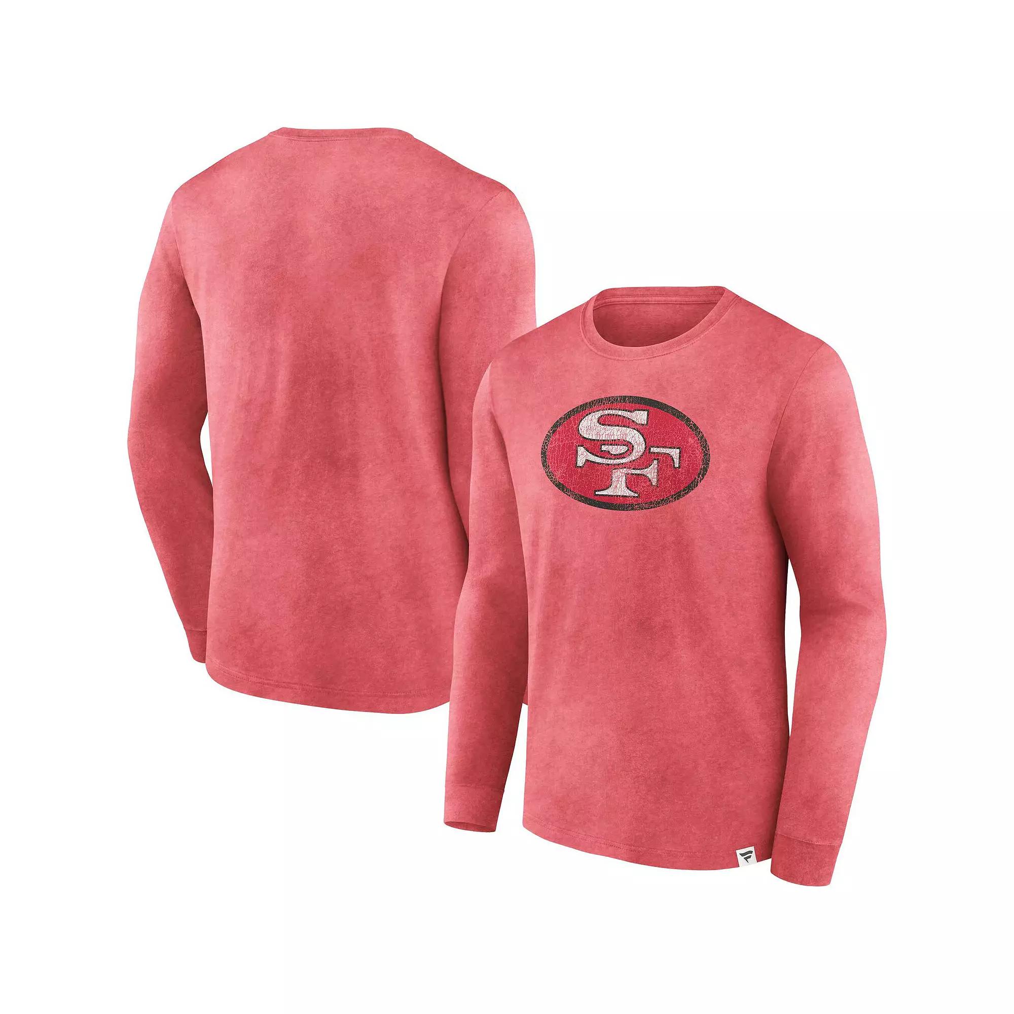 Men's Fanatics Branded Scarlet San Francisco 49ers Washed Primary Long Sleeve T-Shirt,  Product Image