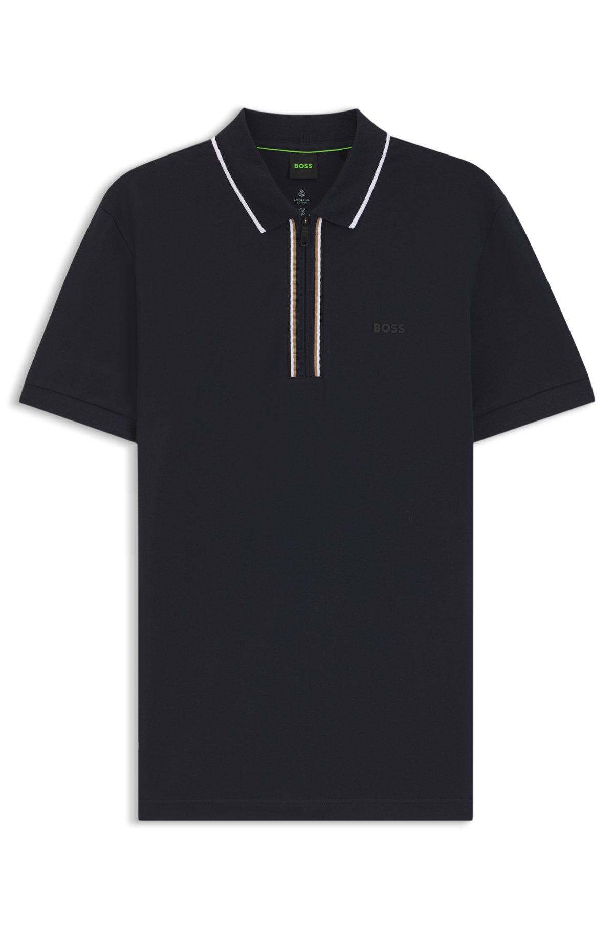 Active Slim-fit polo shirt in moisture-wicking stretch cotton Product Image