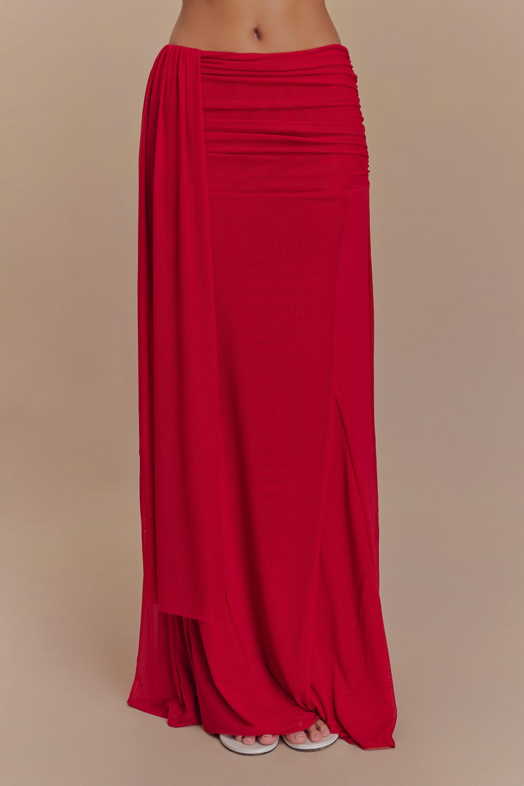 Arna Mesh Maxi Skirt - Ruby Product Image