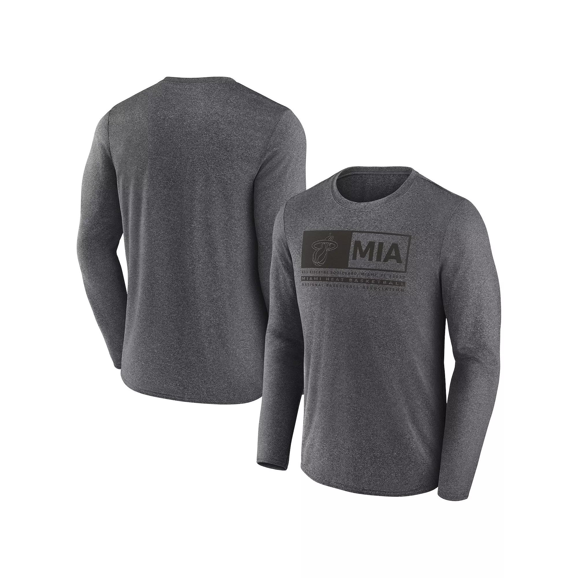 Men's Fanatics Branded Heather Charcoal Miami Heat Three-Point Play T-Shirt,  Product Image