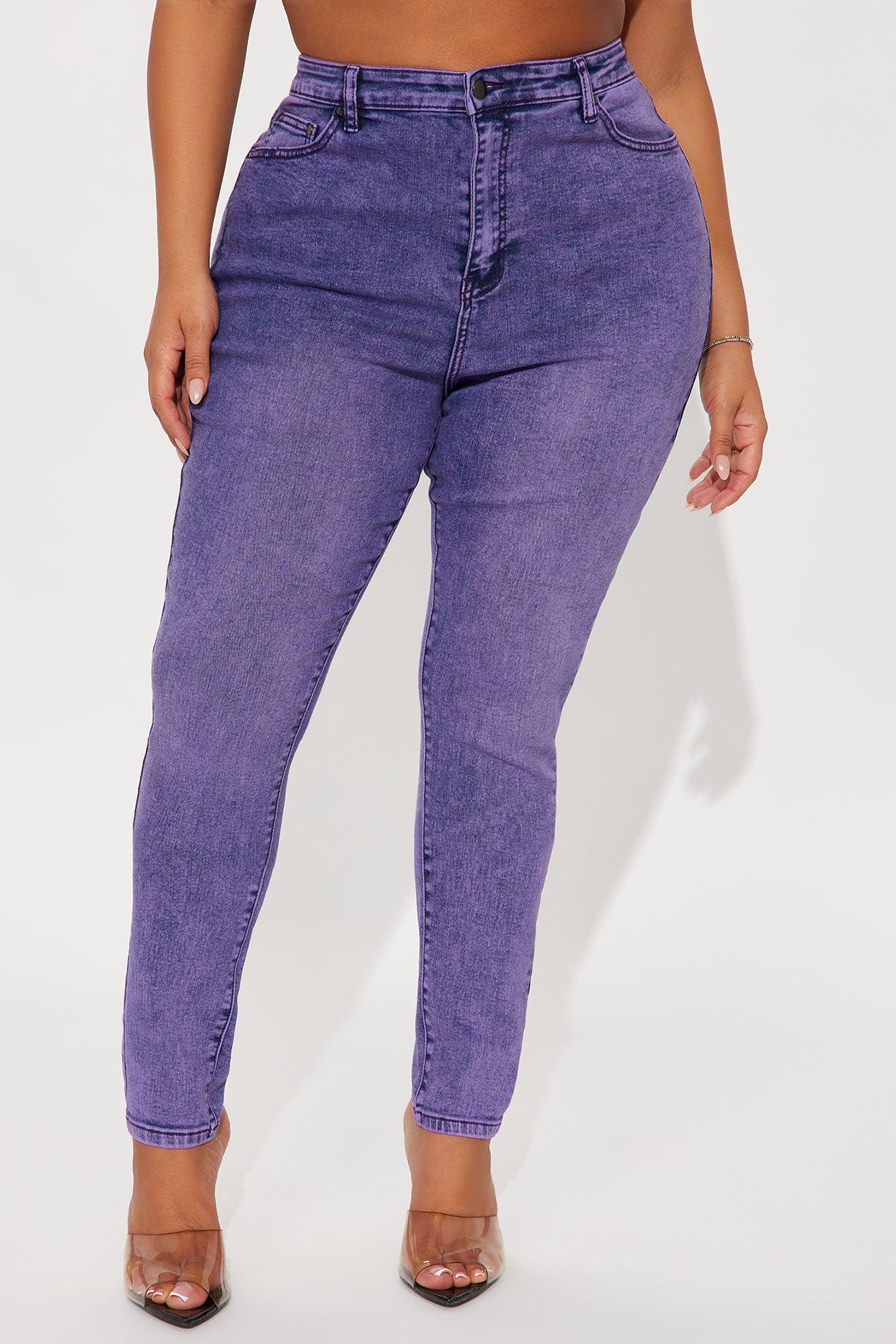 Out The Door High Waist Skinny Jeans - Purple Female Product Image