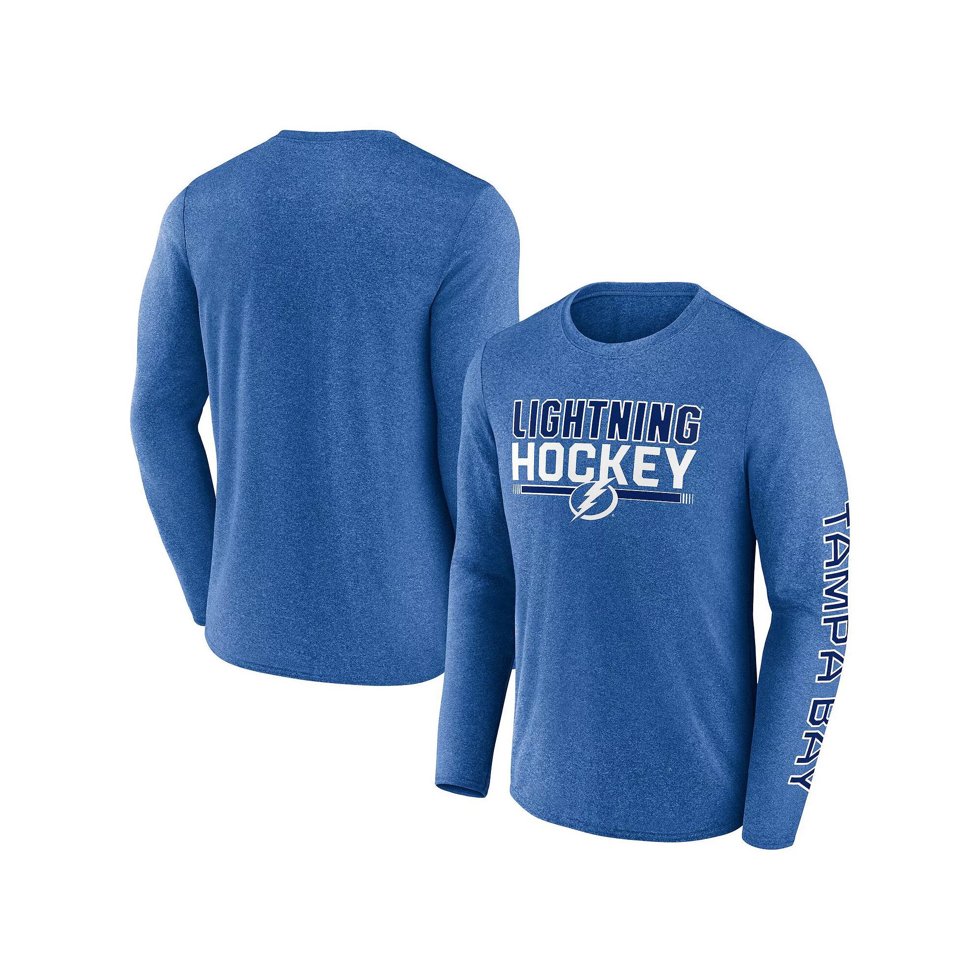 Men's Fanatics Heather Blue Tampa Bay Lightning Sweep Iconic Synthetic Long Sleeve T-Shirt, Size: Medium, Lgh Team Product Image