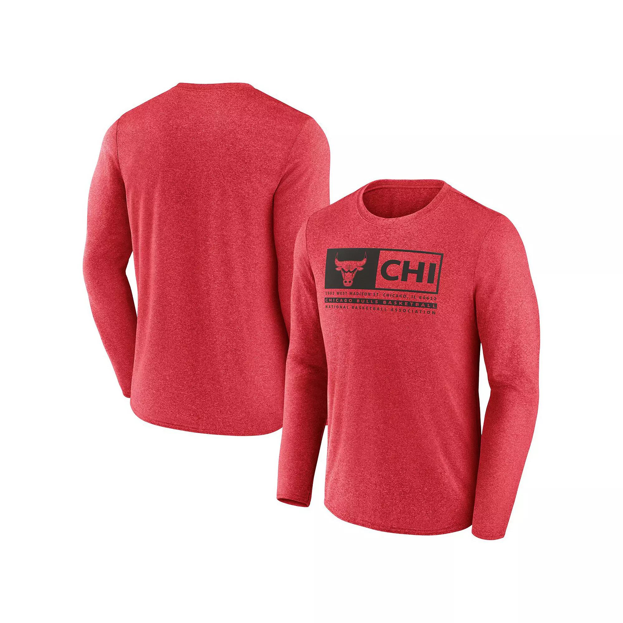 Men's Fanatics Branded Heather Red Chicago Bulls Three-Point Play T-Shirt,  Product Image