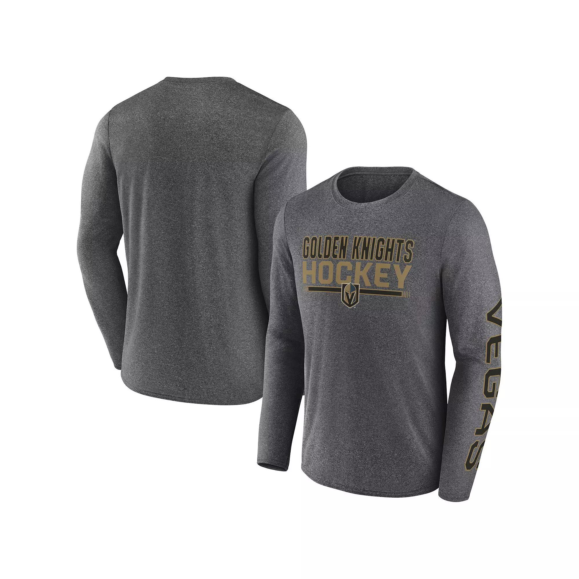 Men's Fanatics Heather Charcoal Vegas Golden Knights Sweep Iconic Synthetic Long Sleeve T-Shirt,  Product Image