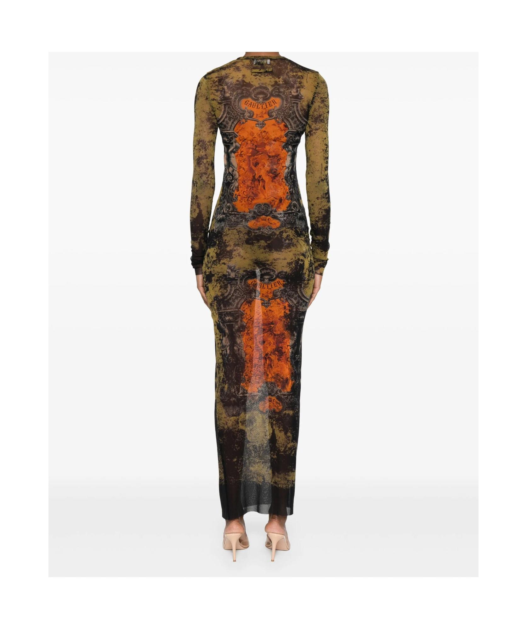 JEAN PAUL GAULTIER Graphic Print Full-length Dress With Long Sleeves In Black Product Image