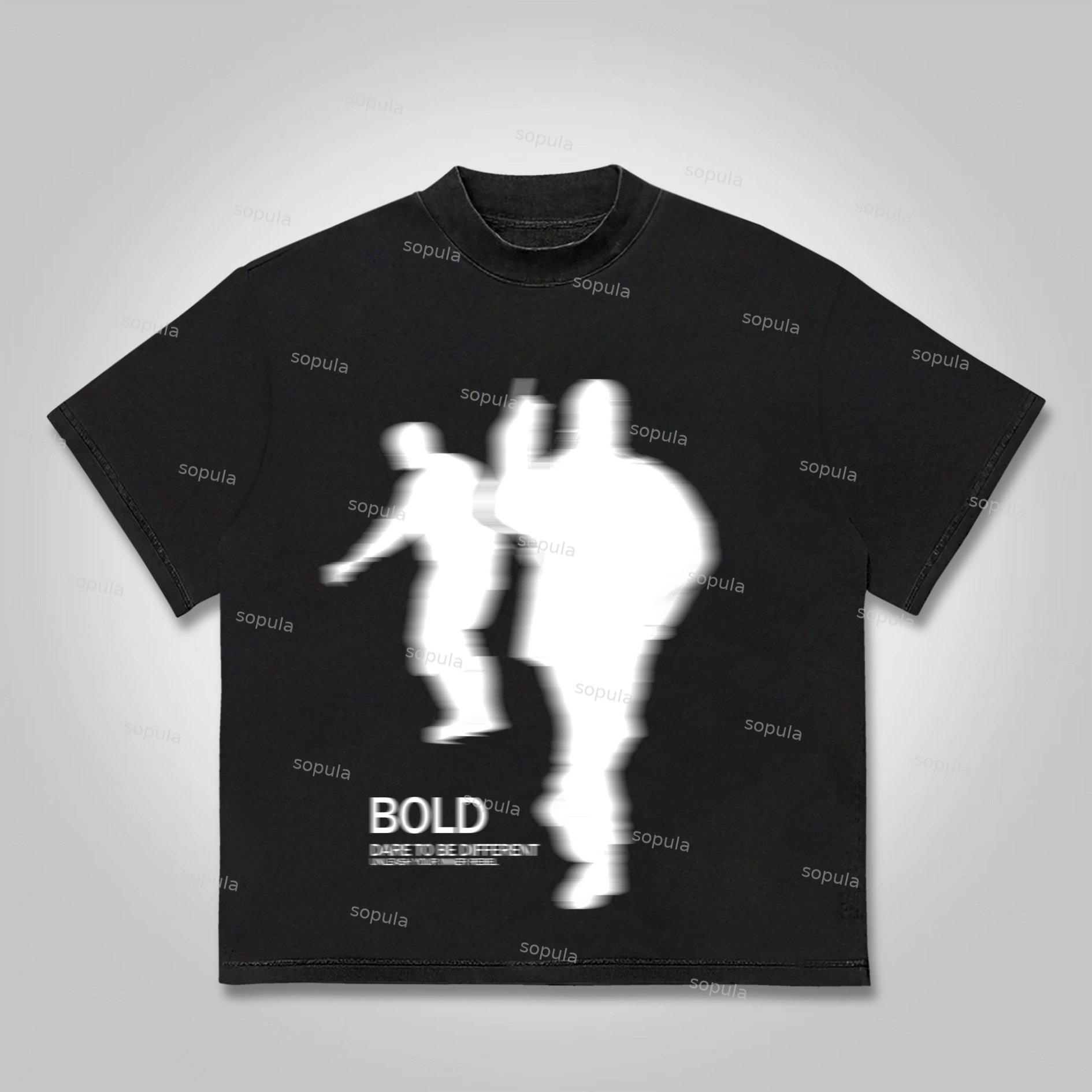 Sopula Vintage Street Portrait Graphic Print Cotton T-shirt Product Image