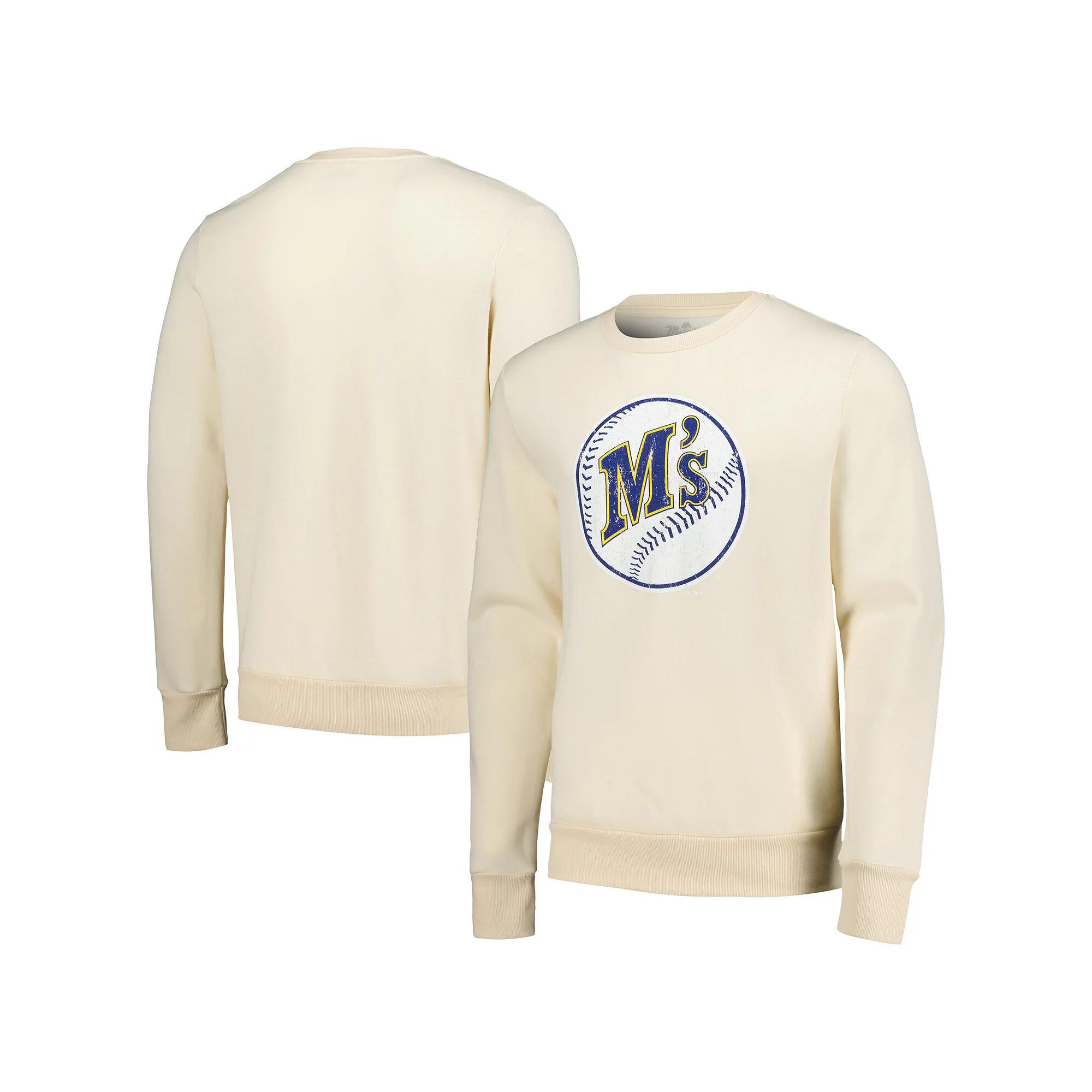 Men's Majestic Threads Oatmeal Seattle Mariners Fleece Pullover Sweatshirt,  Product Image