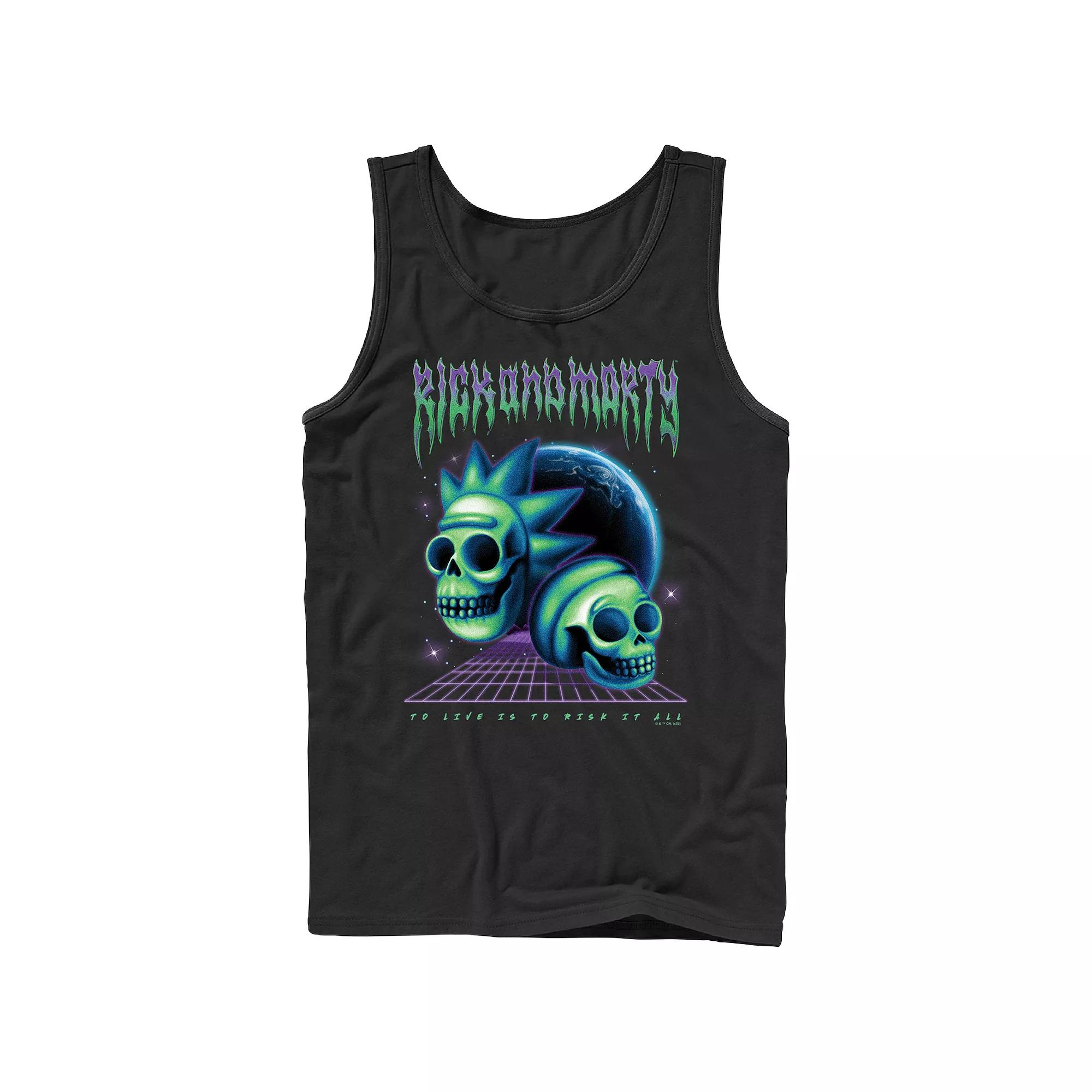 Men's Rick And Morty Space Rock Skulls Graphic Tank Top,  Product Image