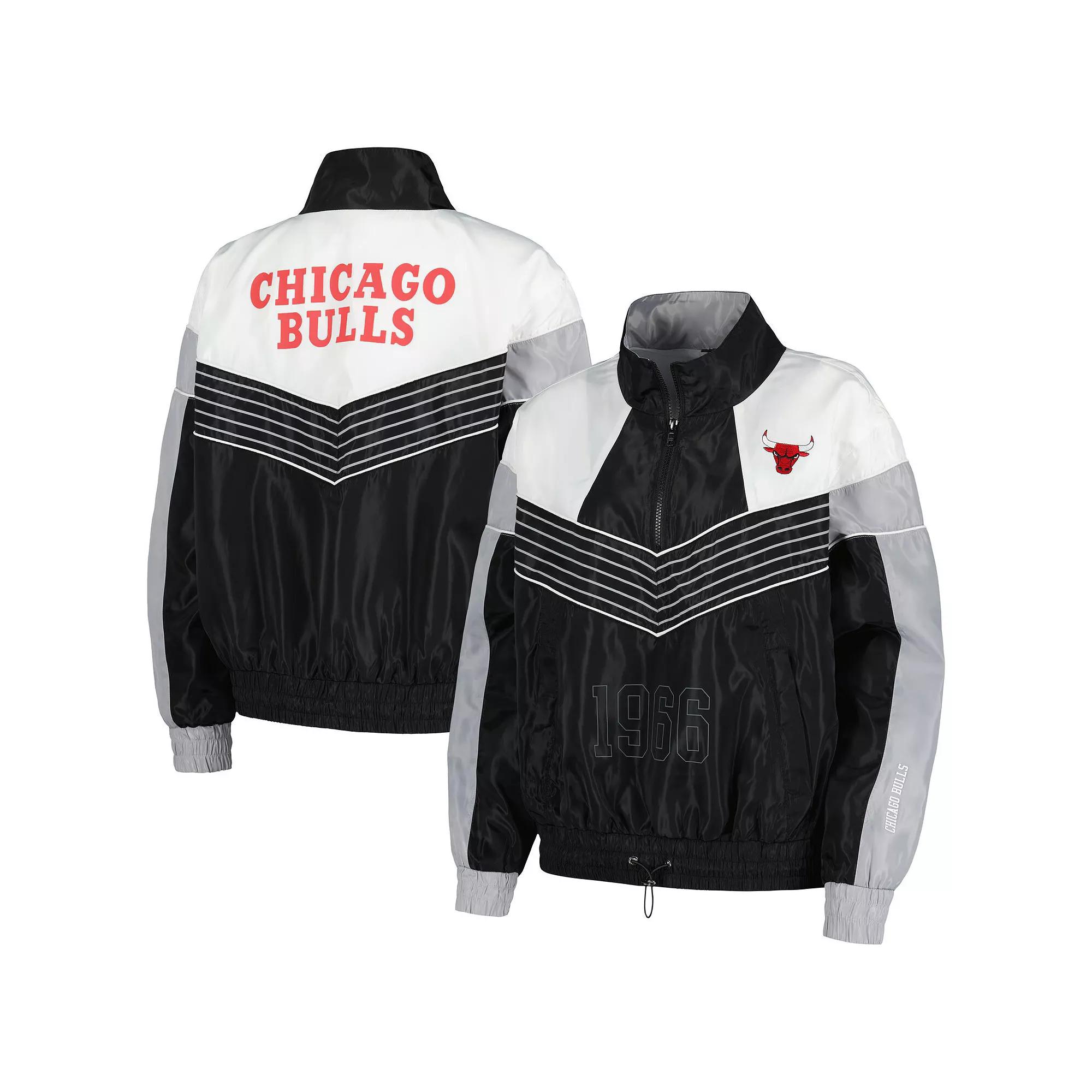 Women's The Wild Collective Black Chicago Bulls Courtside Half-Zip Track Jacket, Size: Medium Product Image