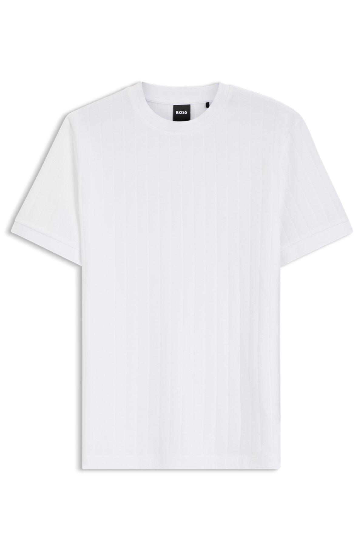 Vertical-stripe T-shirt in mercerised cotton Product Image