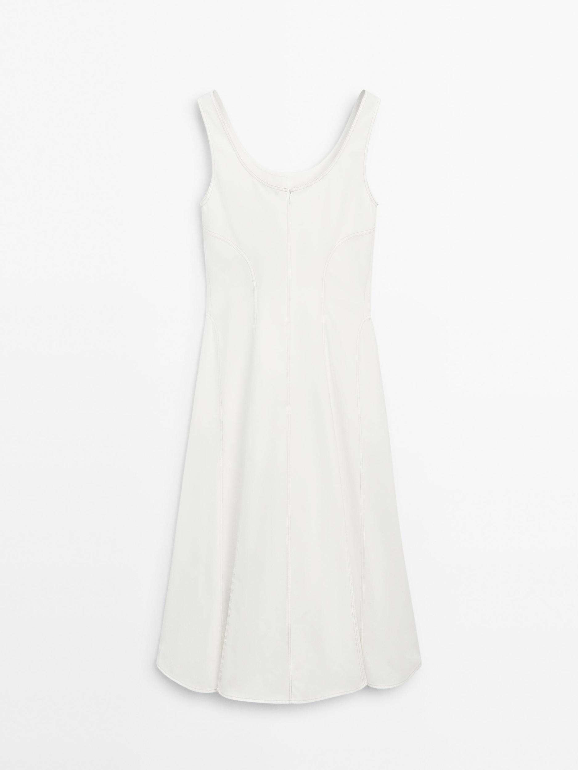 100% cotton denim midi dress Product Image