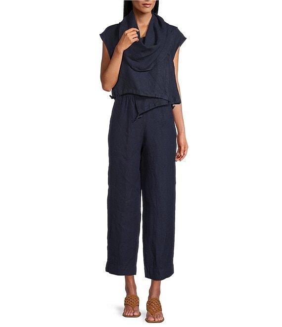 Bryn Walker Akna Light Linen Elastic Waist Straight Leg Pants Product Image