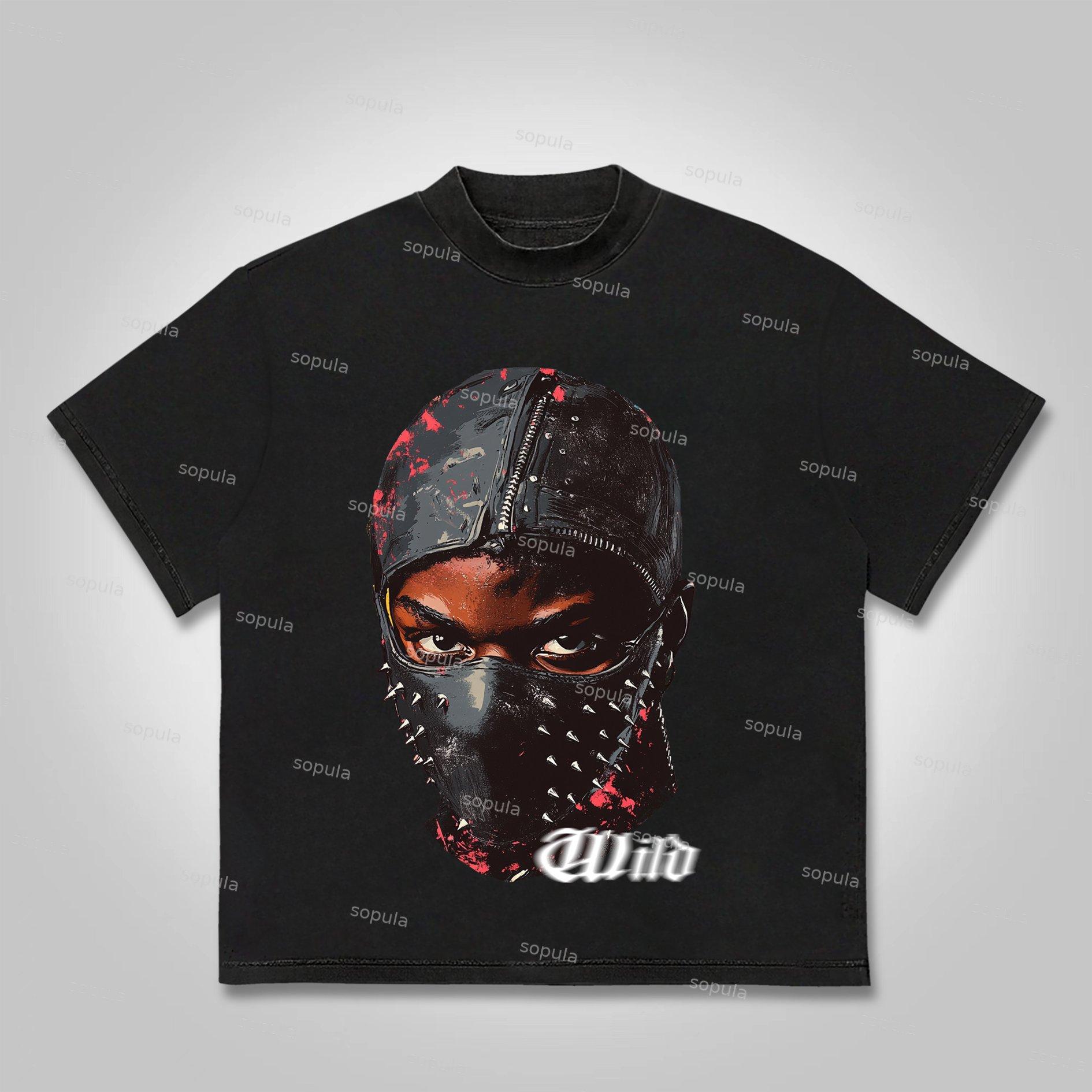 Sopula Vintage Wild Portrait Graphic Print Cotton T-shirt Product Image