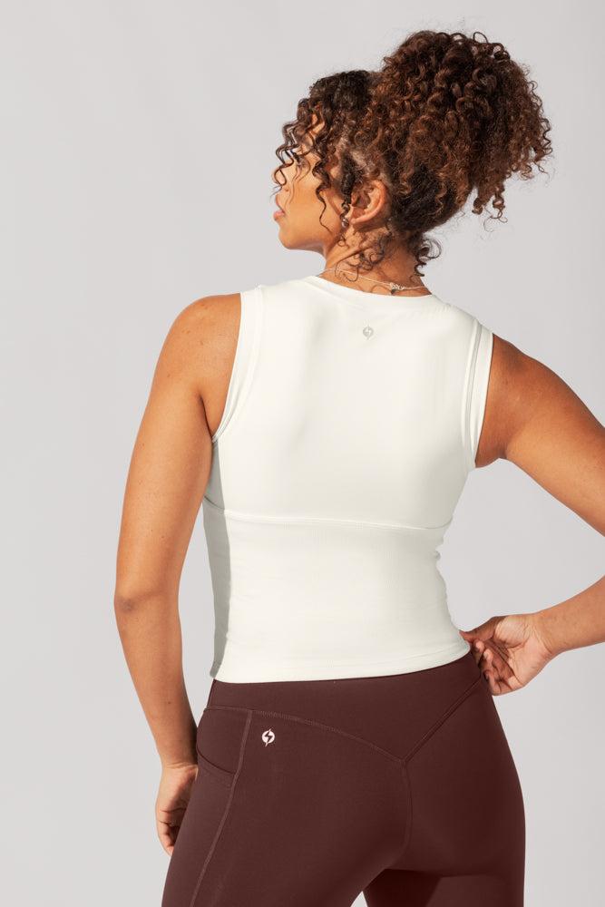 Peekaboo Crew Tank - Coconut Cream Product Image