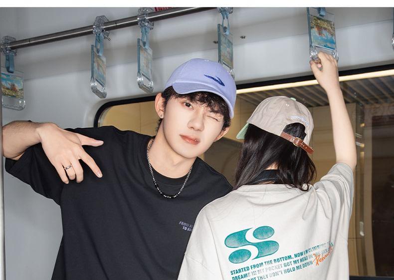 Short-Sleeve Crew Neck Lettering Oversized T-Shirt Product Image