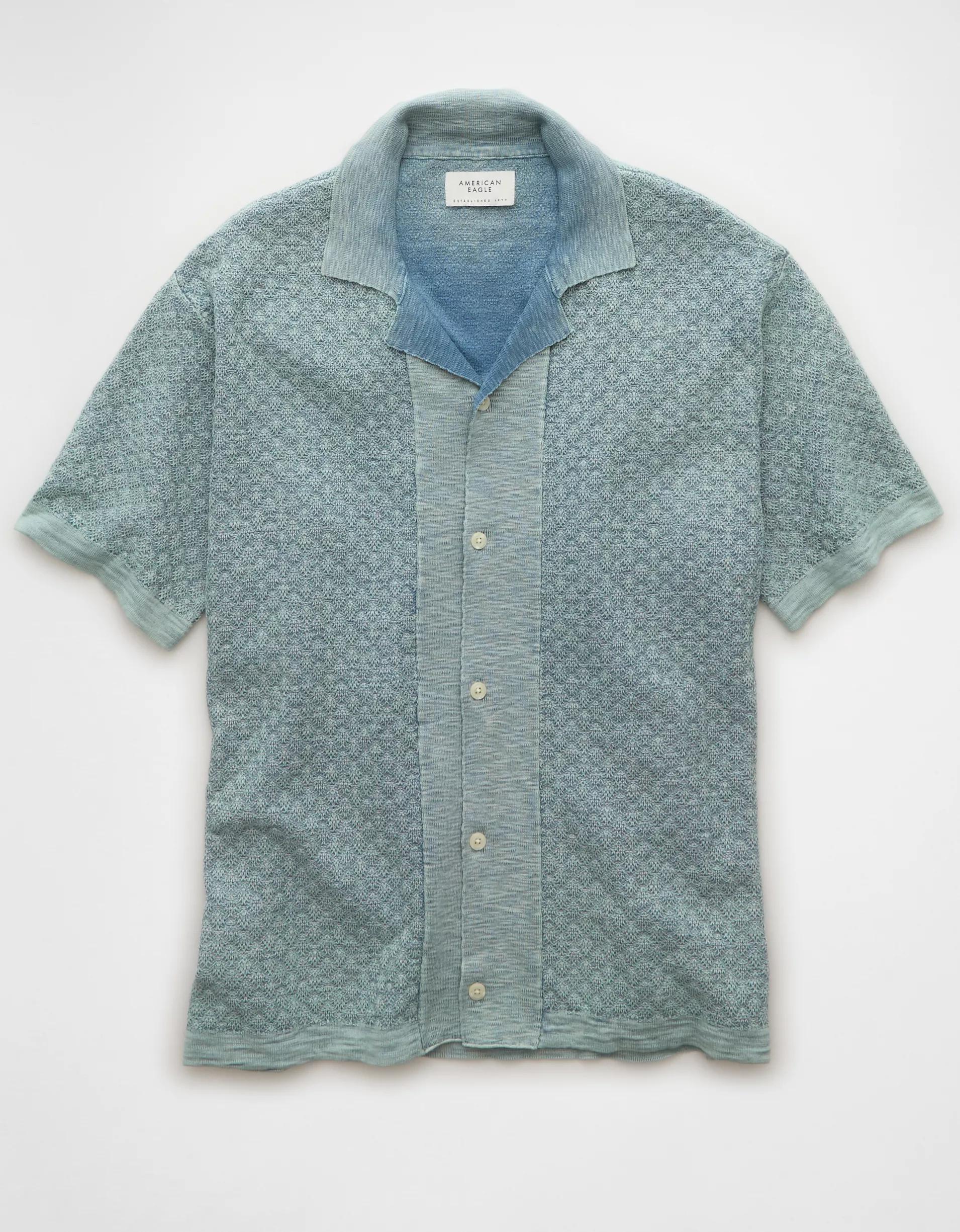 AE Weekend Jacquard Button-Up Sweater Polo Shirt Product Image