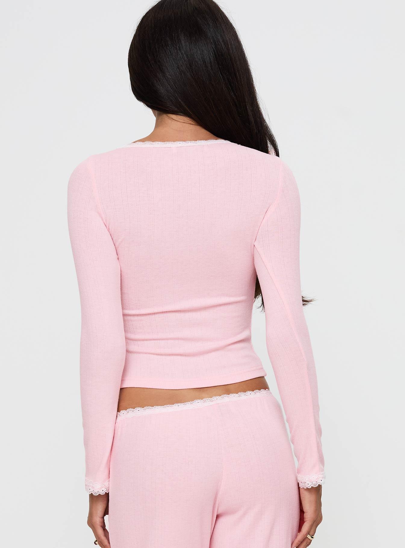 Whimsie Long Sleeve Sleep Top Pink Product Image